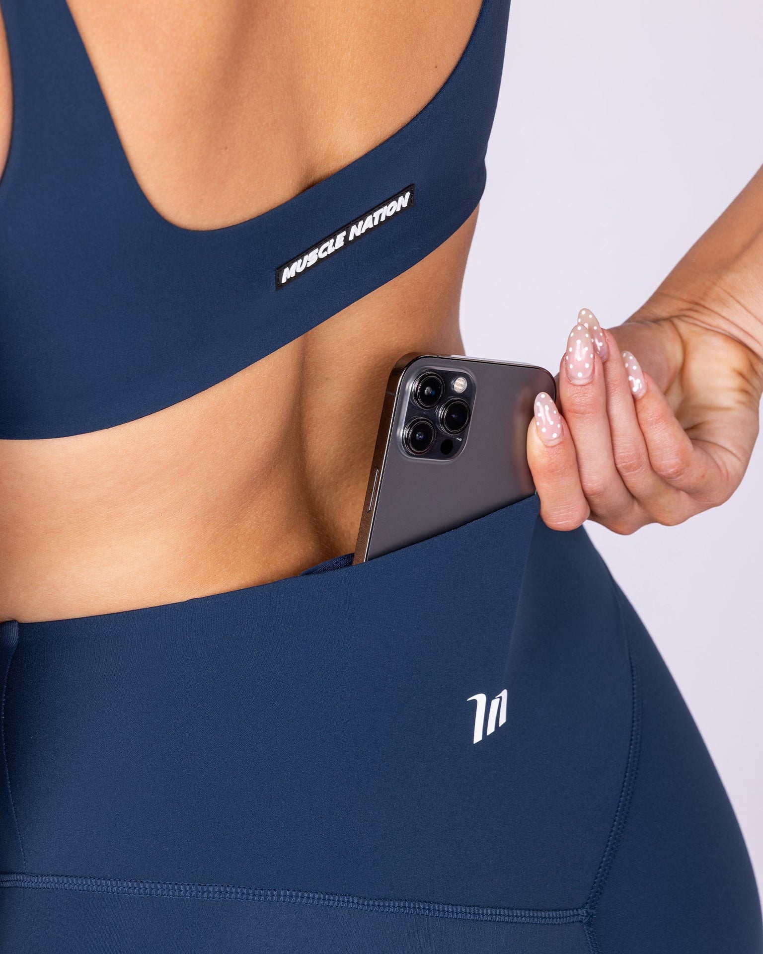 Aura Back Pocket Bike Shorts - Navy-Shorts-XXS-1125120NAVY-XXS-MNAPPRL45527-2-Muscle Nation