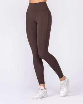 Aura Peachy High Invisible Scrunch Ankle Leggings - Cocoa-Leggings-XXS-032606COCOA-XXS-MNAPPRL48906-1-Muscle Nation