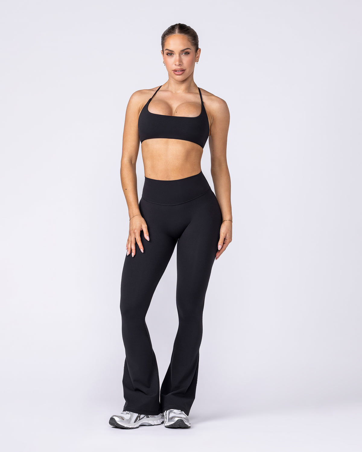 Aura Peachy Invisible Scrunch Flare Leggings Regular - Black