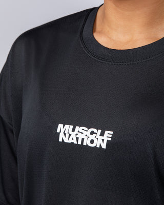 Womens Relaxed Training Tee - Black-T-Shirts-XXS-1124206BLK-XXS-MNAPPRL34495-2-Muscle Nation