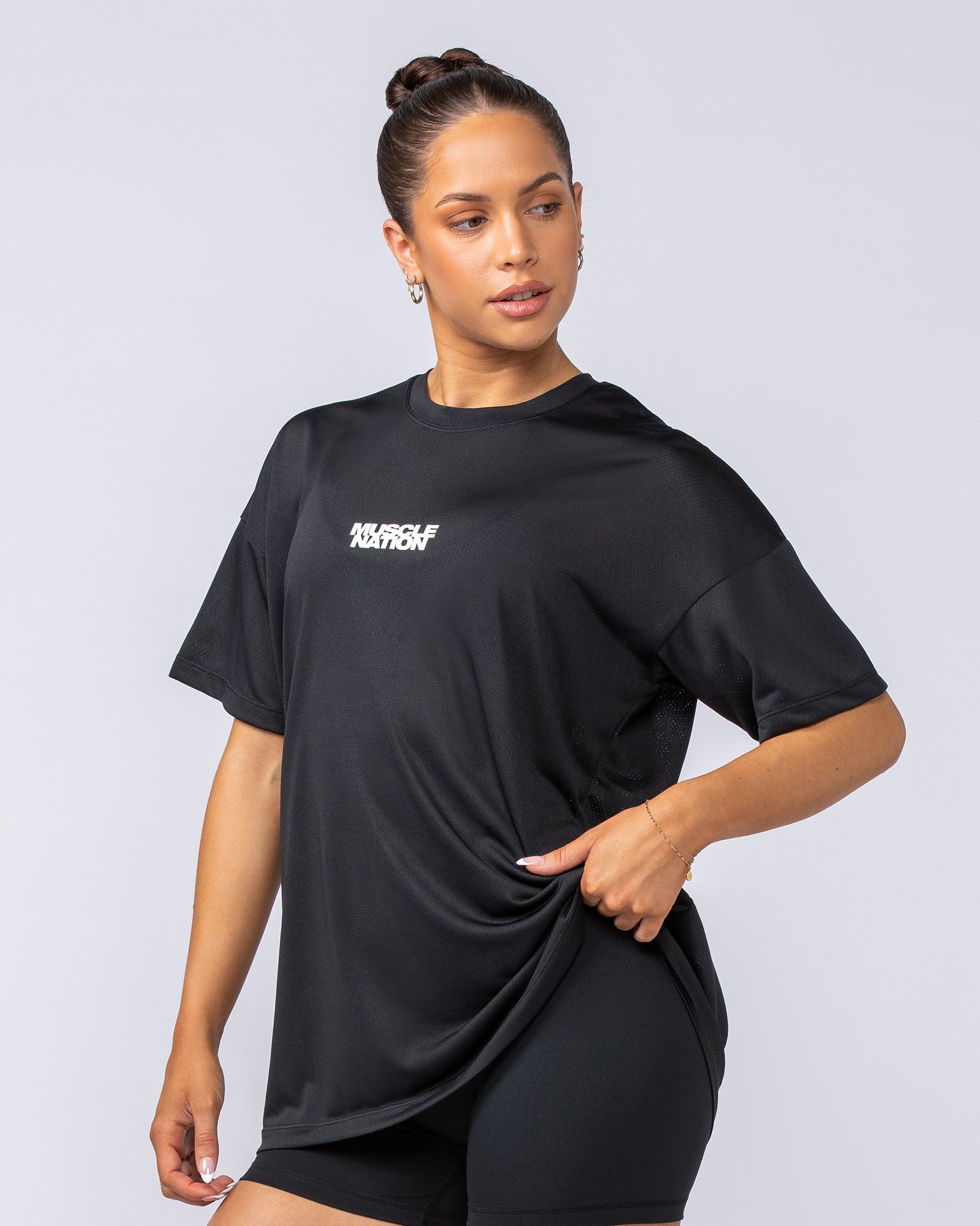 Womens Relaxed Training Tee - Black-T-Shirts-XXS-1124206BLK-XXS-MNAPPRL34495-3-Muscle Nation
