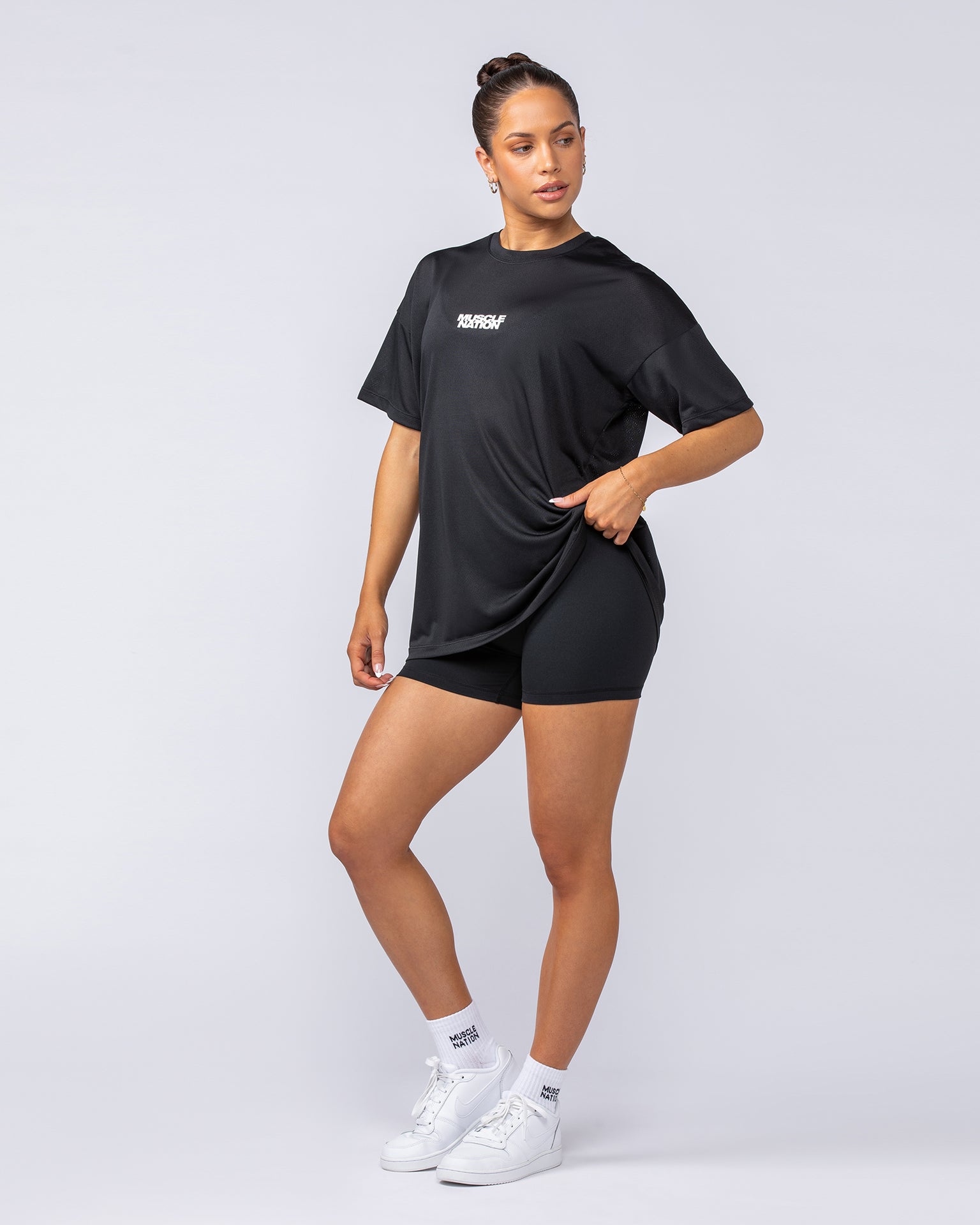 Womens Relaxed Training Tee - Black-T-Shirts-XXS-1124206BLK-XXS-MNAPPRL34495-6-Muscle Nation