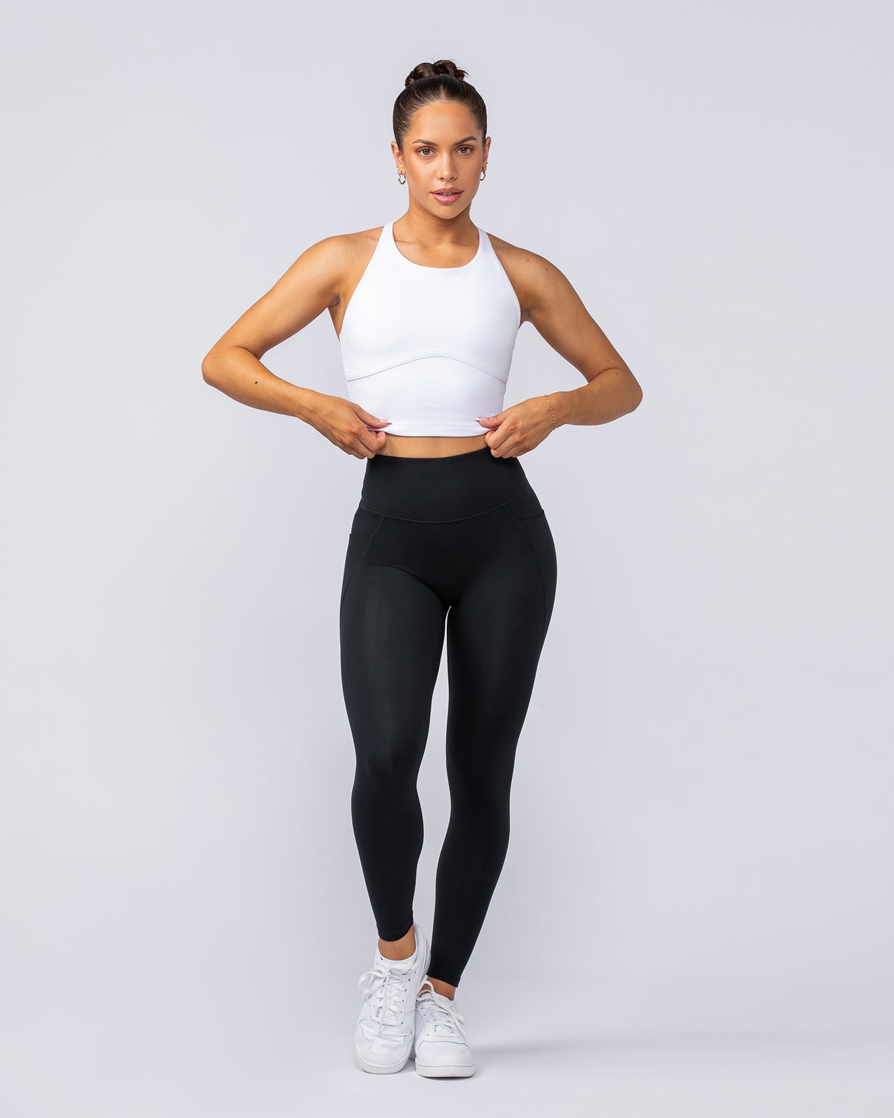 Limitless Cropped Active Tank White - Muscle Nation women's tank top, view 6