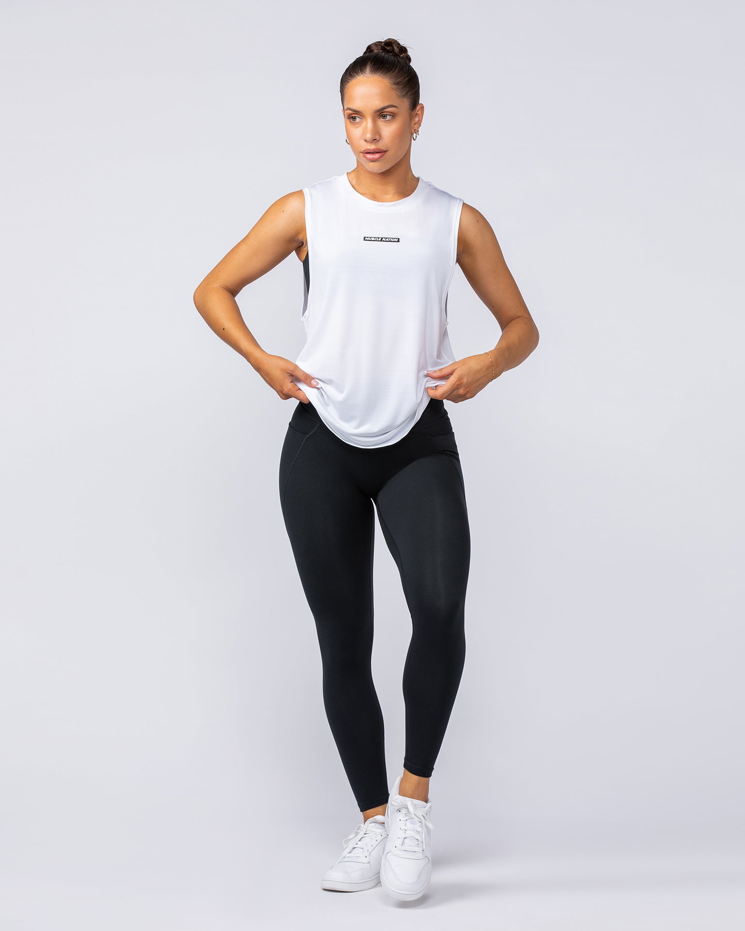 Active Drop Arm Training Tank - White-Singlets & Tanks-XXS-112406WHT-XXS-MNAPPRL32875-6-Muscle Nation