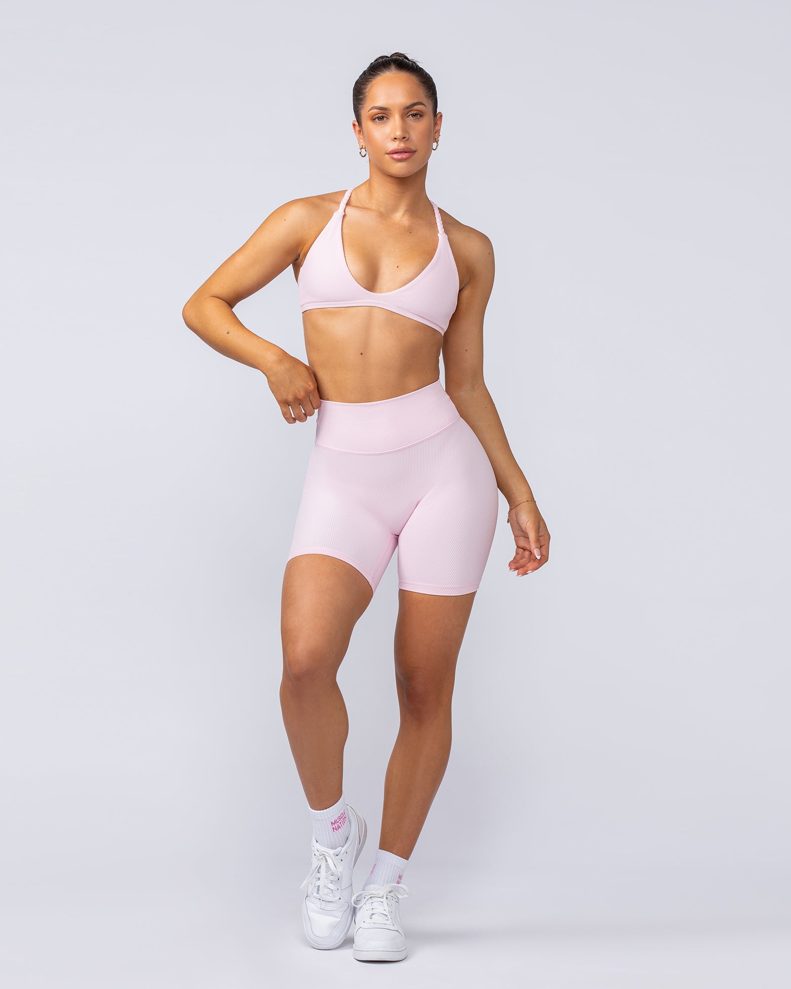 Zero Rise Rib Bike Shorts - Baby Pink-Shorts-XXS-112491BPNK-XXS-MNAPPRL33973-6-Muscle Nation