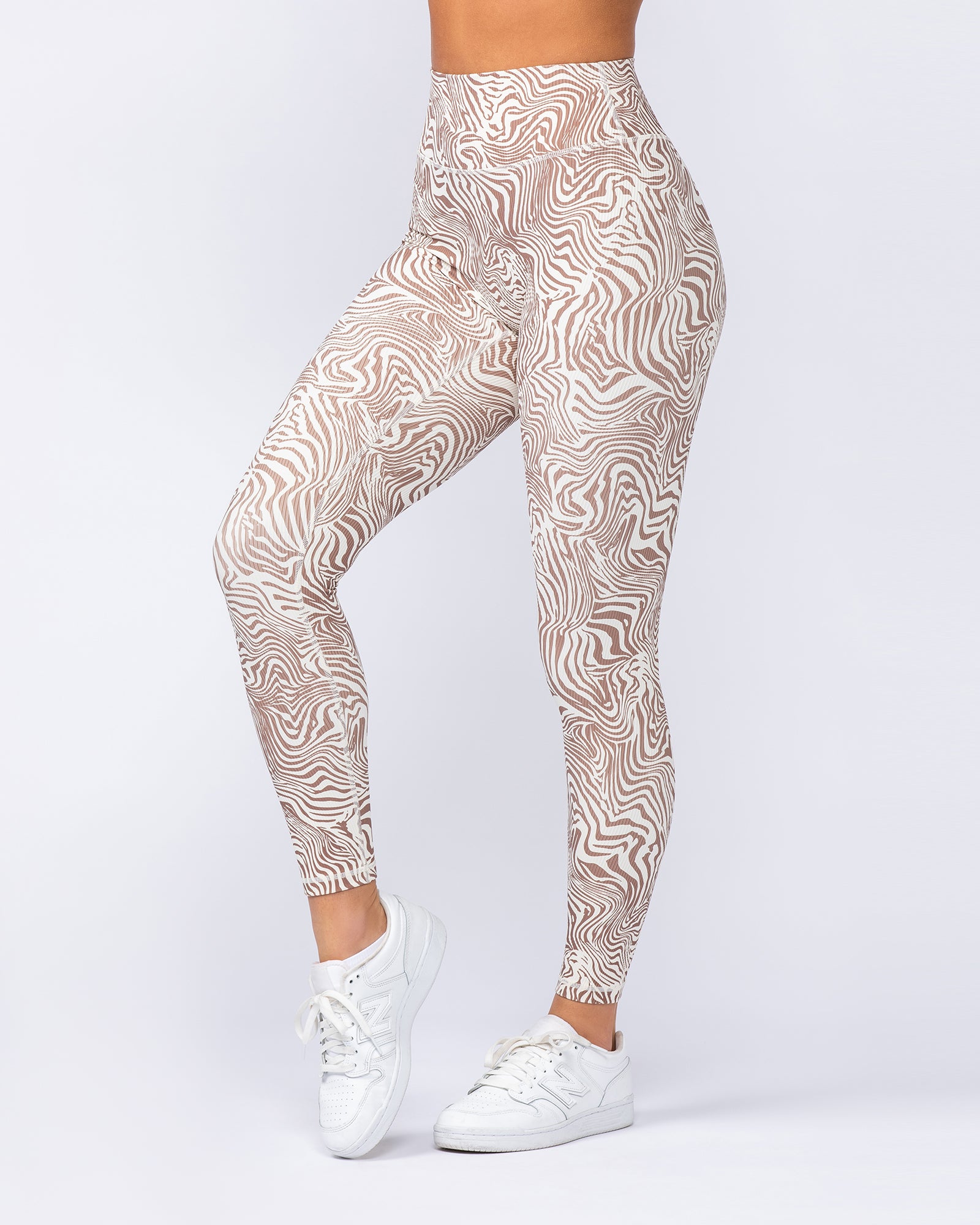 Zero Rise Rib Ankle Length Leggings - Cinnamon Zebra-Leggings-XXS-112421CINZEB-XXS-MNAPPRL33253-3-Muscle Nation