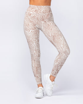 Zero Rise Rib Ankle Length Leggings - Cinnamon Zebra-Leggings-XXS-112421CINZEB-XXS-MNAPPRL33253-1-Muscle Nation