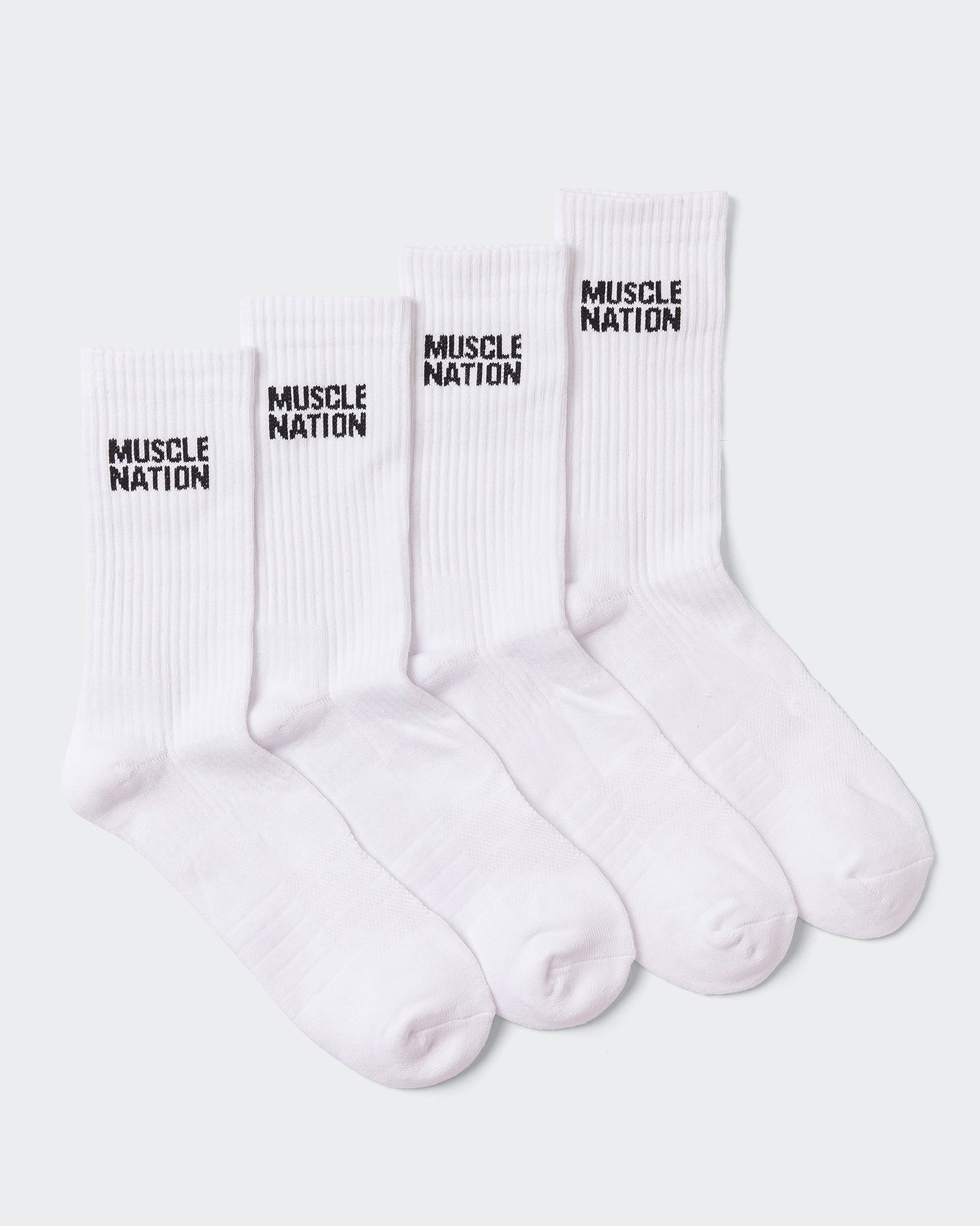 Mens Essential Crew Socks (2x Pack) - White-Socks-White-AC092311WHT-ONE-MNAPPRL26519-1-Muscle Nation