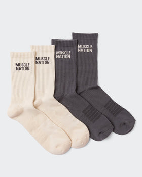 Mens Essential Crew Socks (2x Pack) - Charcoal / Dew-Socks-Charcoal / Dew-AC092311CHARCDEW-ONE-MNAPPRL26521-1-Muscle Nation