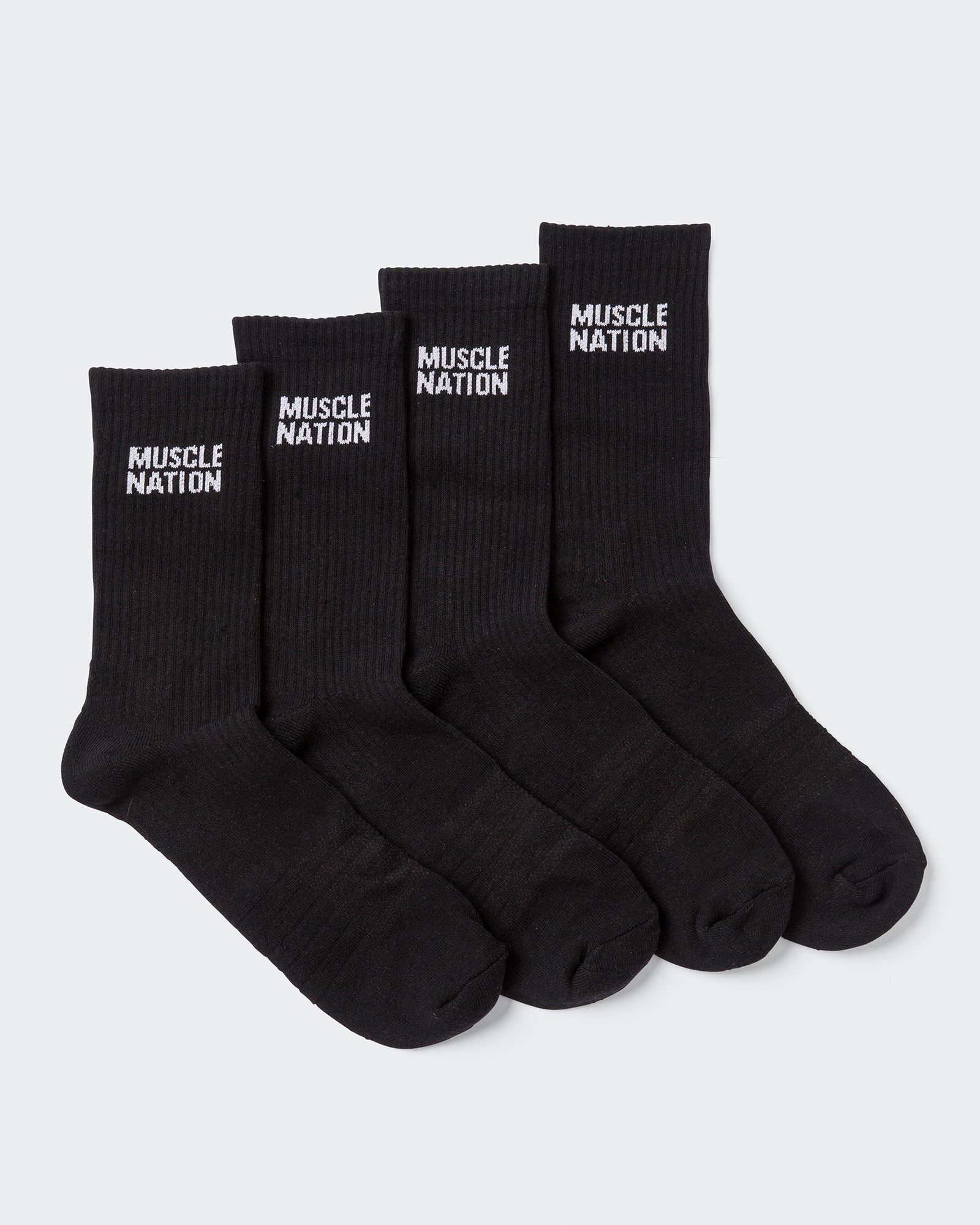 Mens Essential Crew Socks (2x Pack) - Black-Socks-Black-AC092311BLK-ONE-MNAPPRL26522-1-Muscle Nation