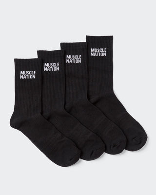 Mens Essential Crew Socks (2x Pack) - Black-Socks-Black-AC092311BLK-ONE-MNAPPRL26522-1-Muscle Nation