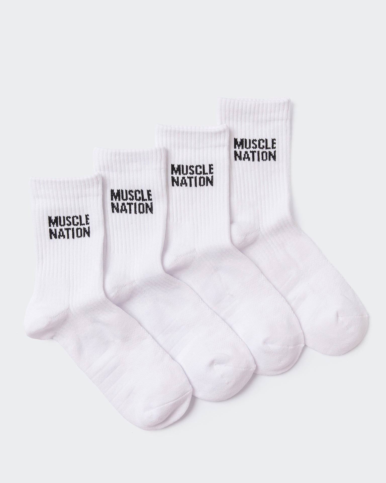 Womens Essential Crew Socks (2x Pack) - White-Socks-White-AC092310WHT-ONE-MNAPPRL26515-1-Muscle Nation