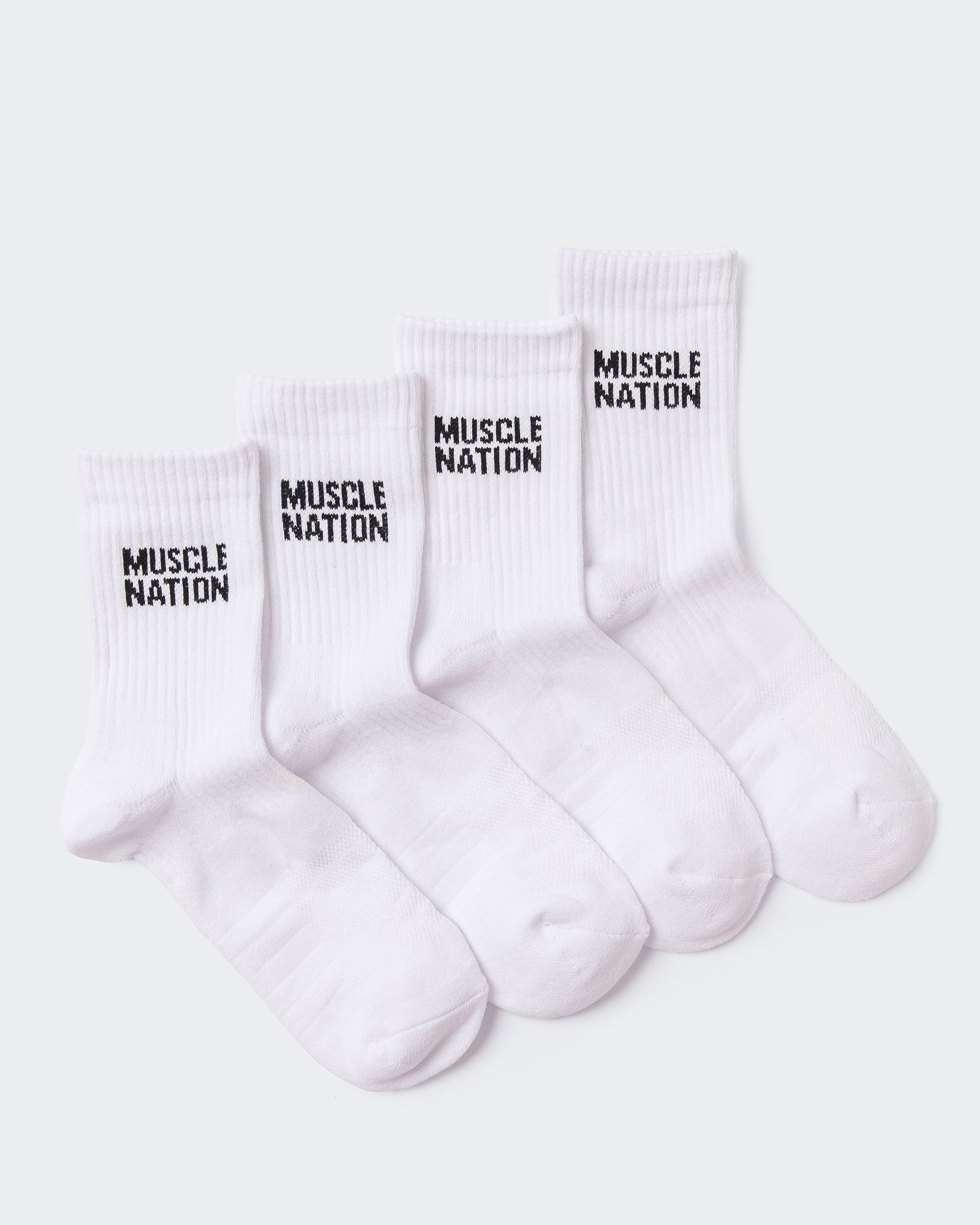 Womens Essential Crew Socks (2x Pack) - White-Socks-White-AC092310WHT-ONE-MNAPPRL26515-1-Muscle Nation
