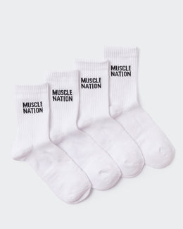 Womens Essential Crew Socks (2x Pack) - White-Socks-White-AC092310WHT-ONE-MNAPPRL26515-1-Muscle Nation
