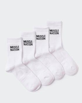 Womens Essential Crew Socks (2x Pack) - White-Socks-White-AC092310WHT-ONE-MNAPPRL26515-1-Muscle Nation
