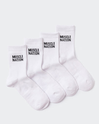Womens Essential Crew Socks (2x Pack) - White-Socks-White-AC092310WHT-ONE-MNAPPRL26515-1-Muscle Nation