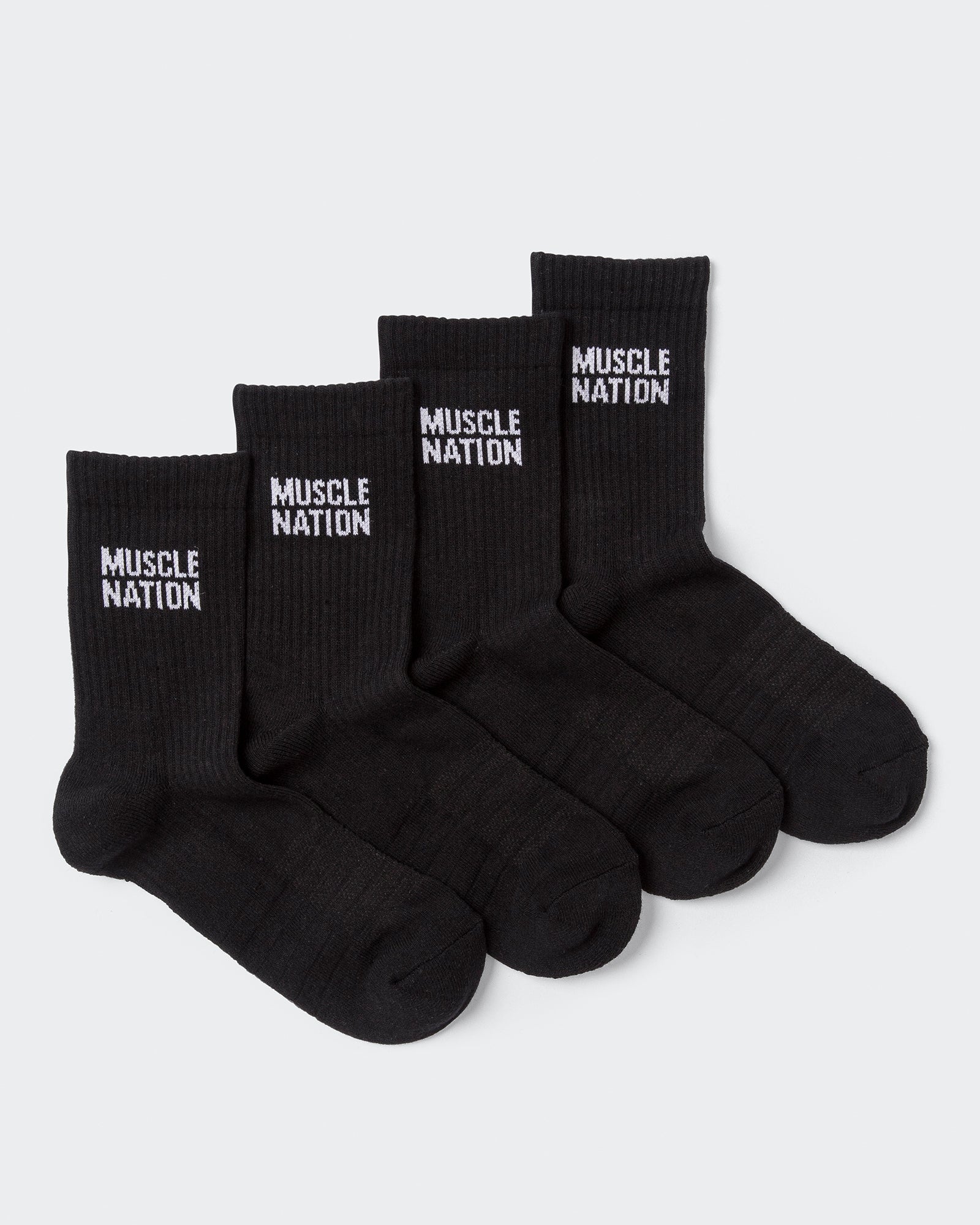 Womens Essential Crew Socks (2x Pack) - Black-Socks-Black-AC092310BLK-ONE-MNAPPRL26517-1-Muscle Nation
