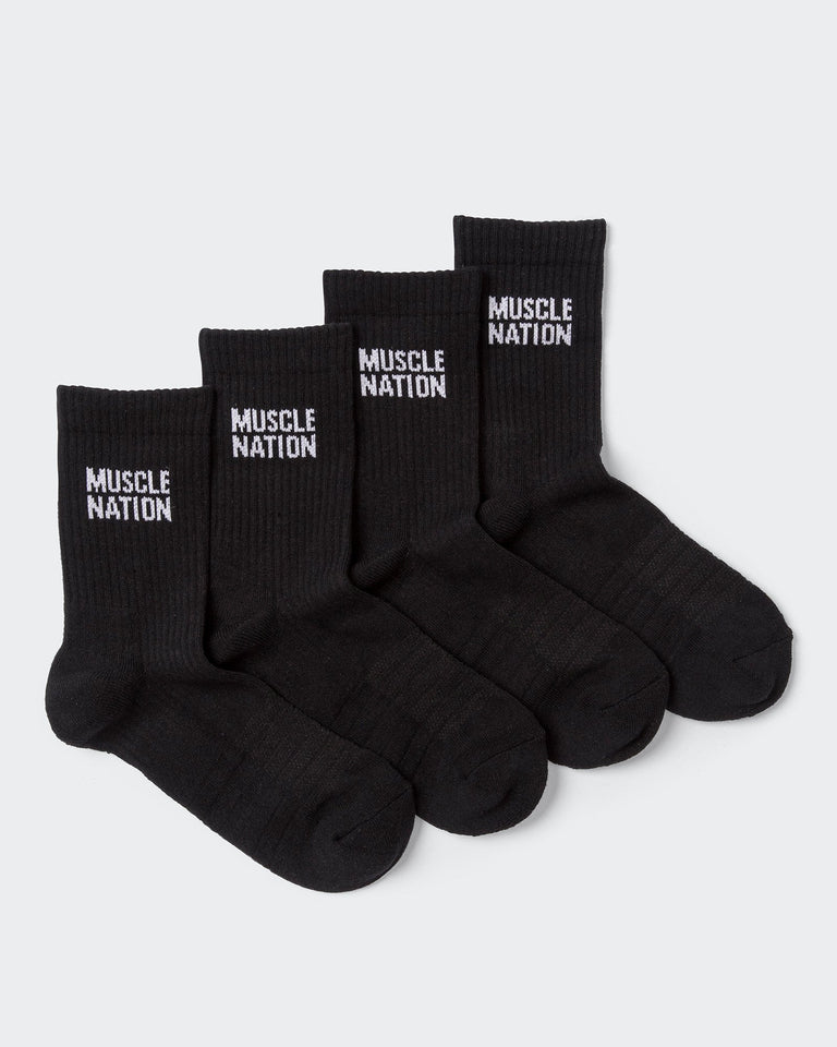 Womens Essential Crew Socks (2x Pack) - Black-Socks-Black-AC092310BLK-ONE-MNAPPRL26517-1-Muscle Nation