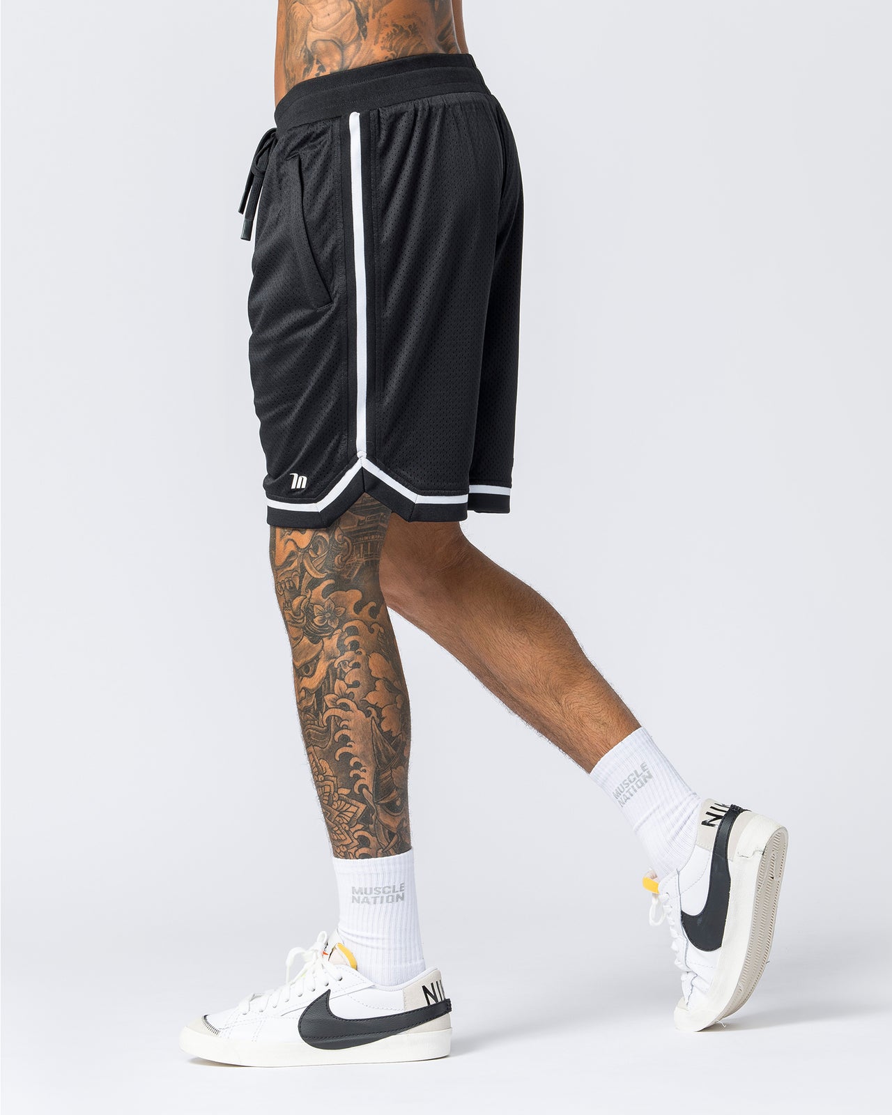 Mens 8" Basketball Shorts - Black-Shorts-S-112130BLK-S-MNAPPRL12577-4-Muscle Nation