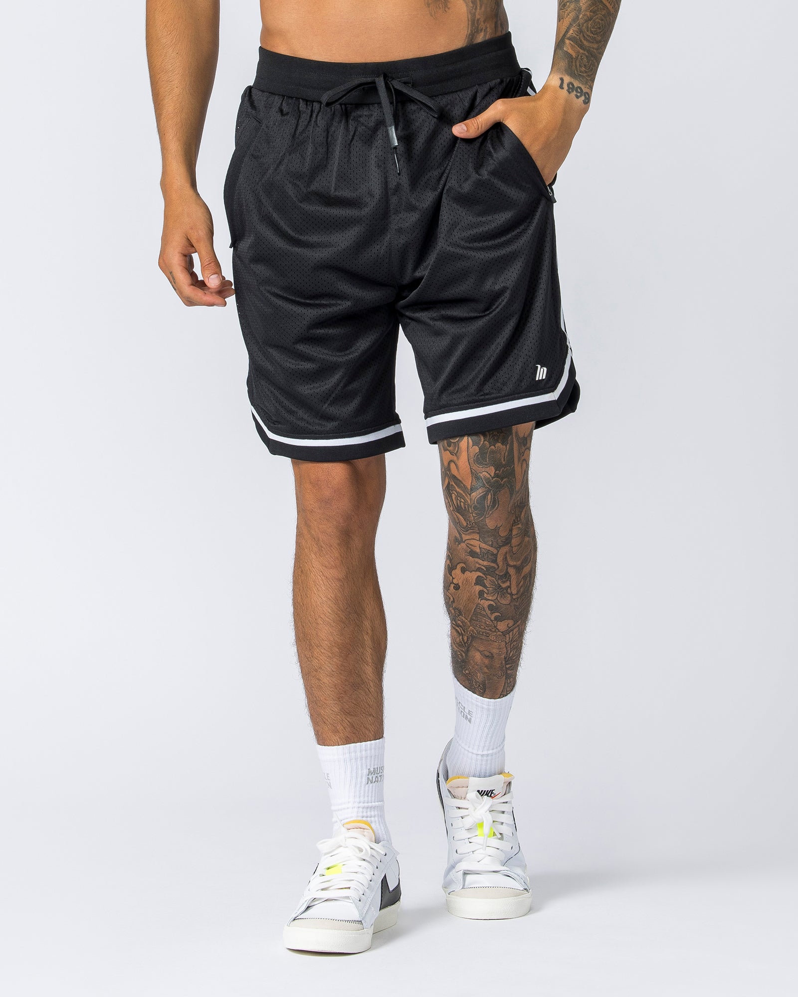 Mens 8" Basketball Shorts - Black-Shorts-S-112130BLK-S-MNAPPRL12577-1-Muscle Nation