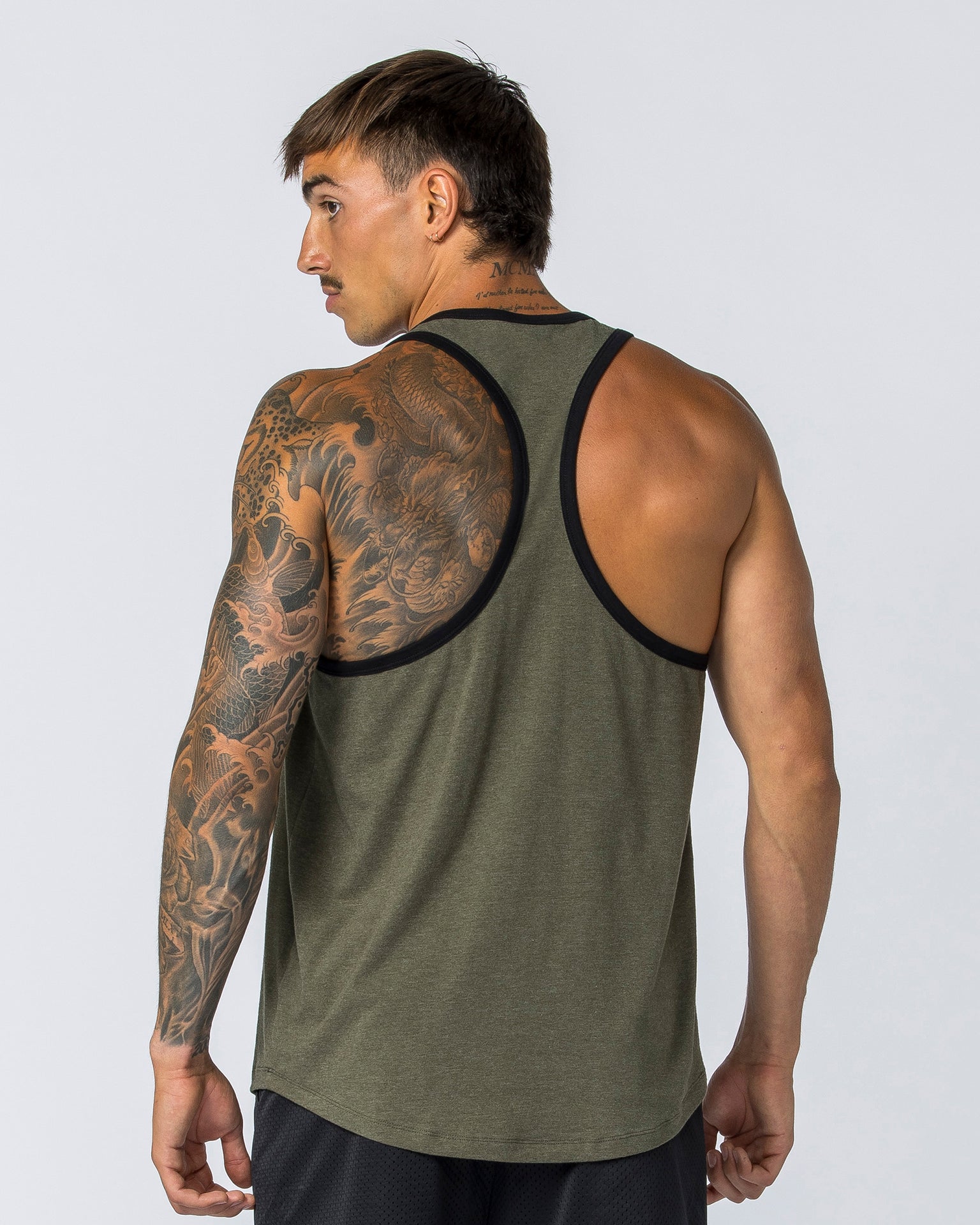 Striker Y Back Singlet - Dark Khaki Marl-Singlets & Tanks-S-112363DRKHMRL-S-MNAPPRL28237-1-Muscle Nation