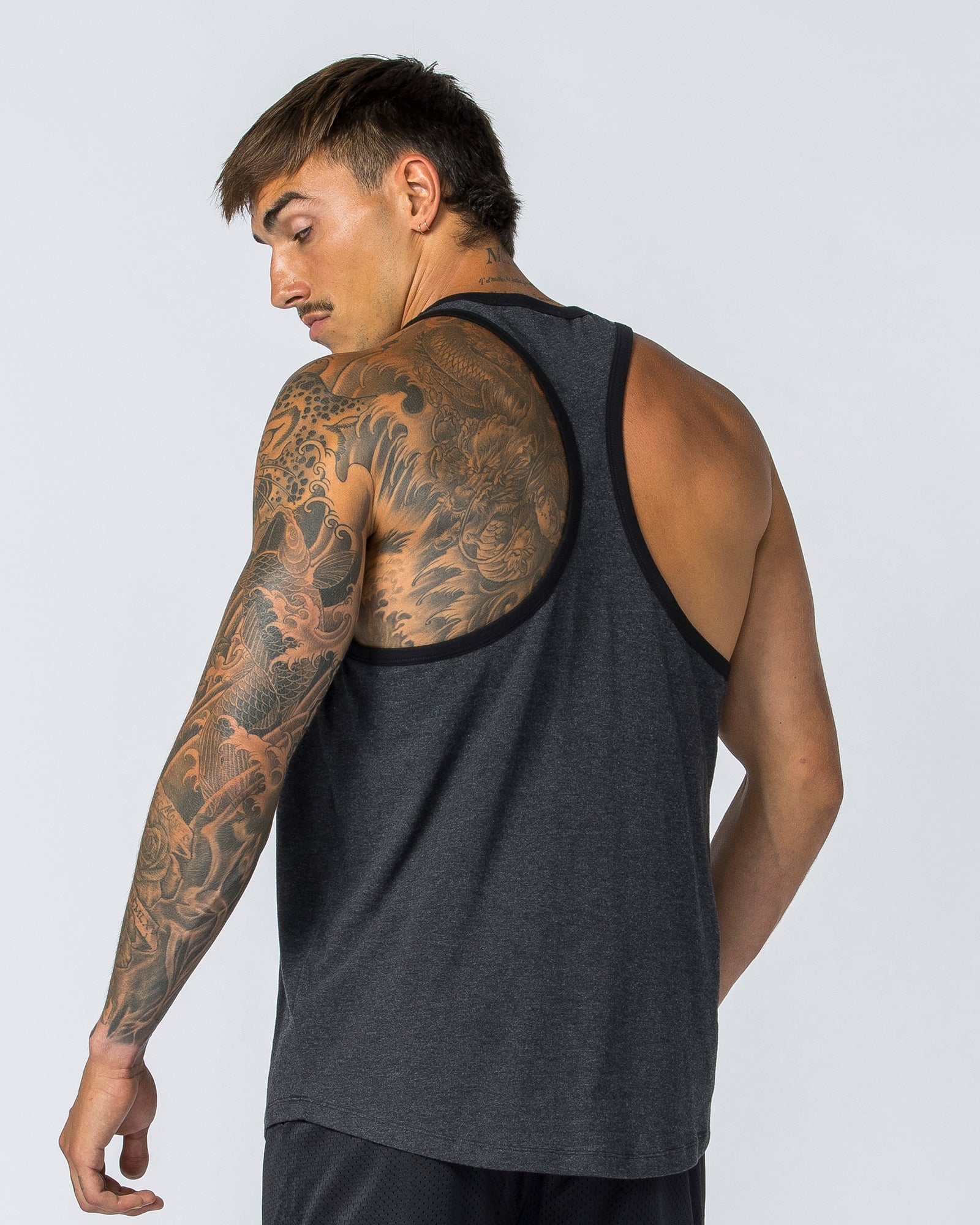 Striker Y Back Singlet - Black Marl (Black Bind)-Singlets & Tanks-S-112363BLKMRL-S-MNAPPRL28223-2-Muscle Nation