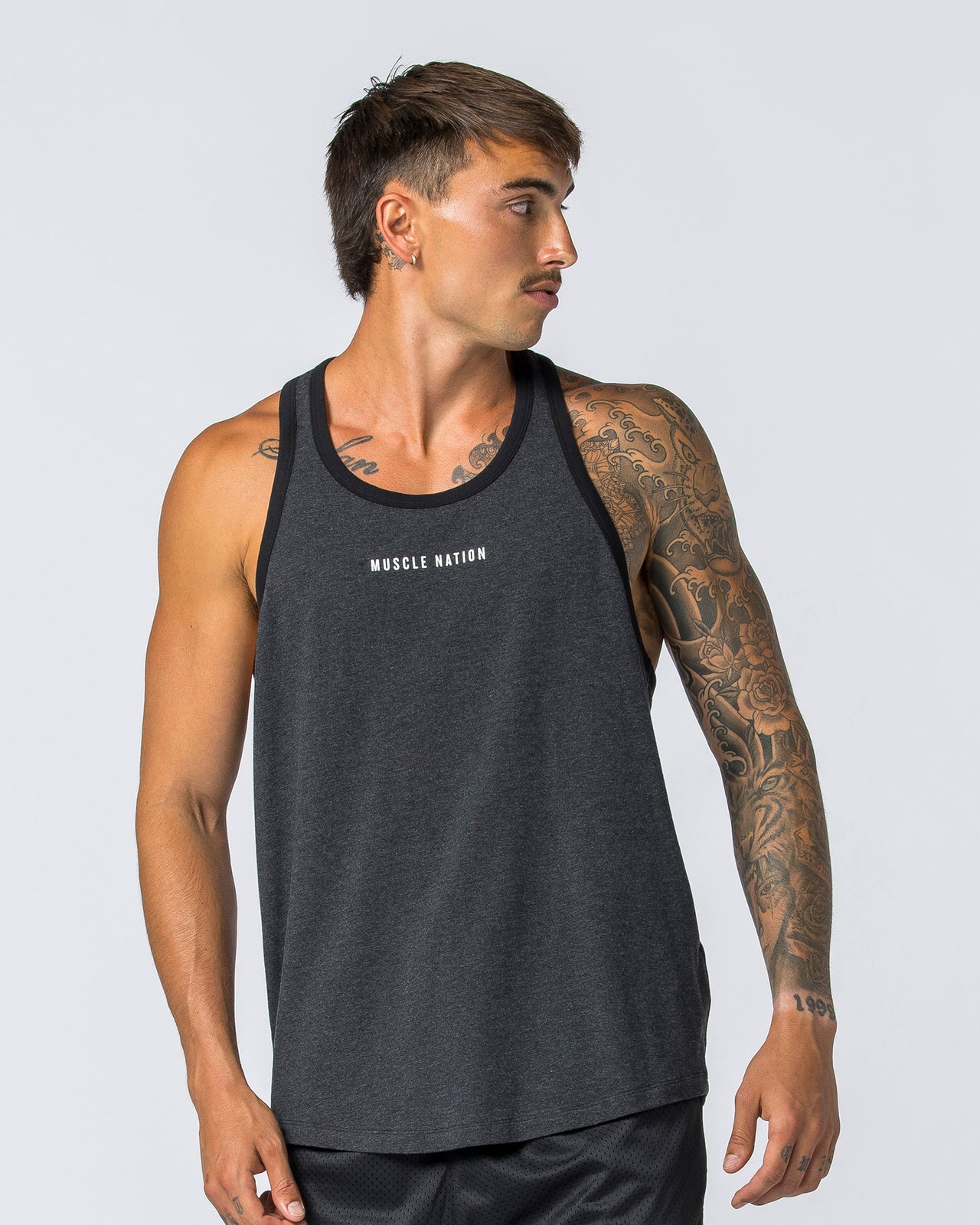 Striker Y Back Singlet - Black Marl (Black Bind)-Singlets & Tanks-S-112363BLKMRL-S-MNAPPRL28223-3-Muscle Nation
