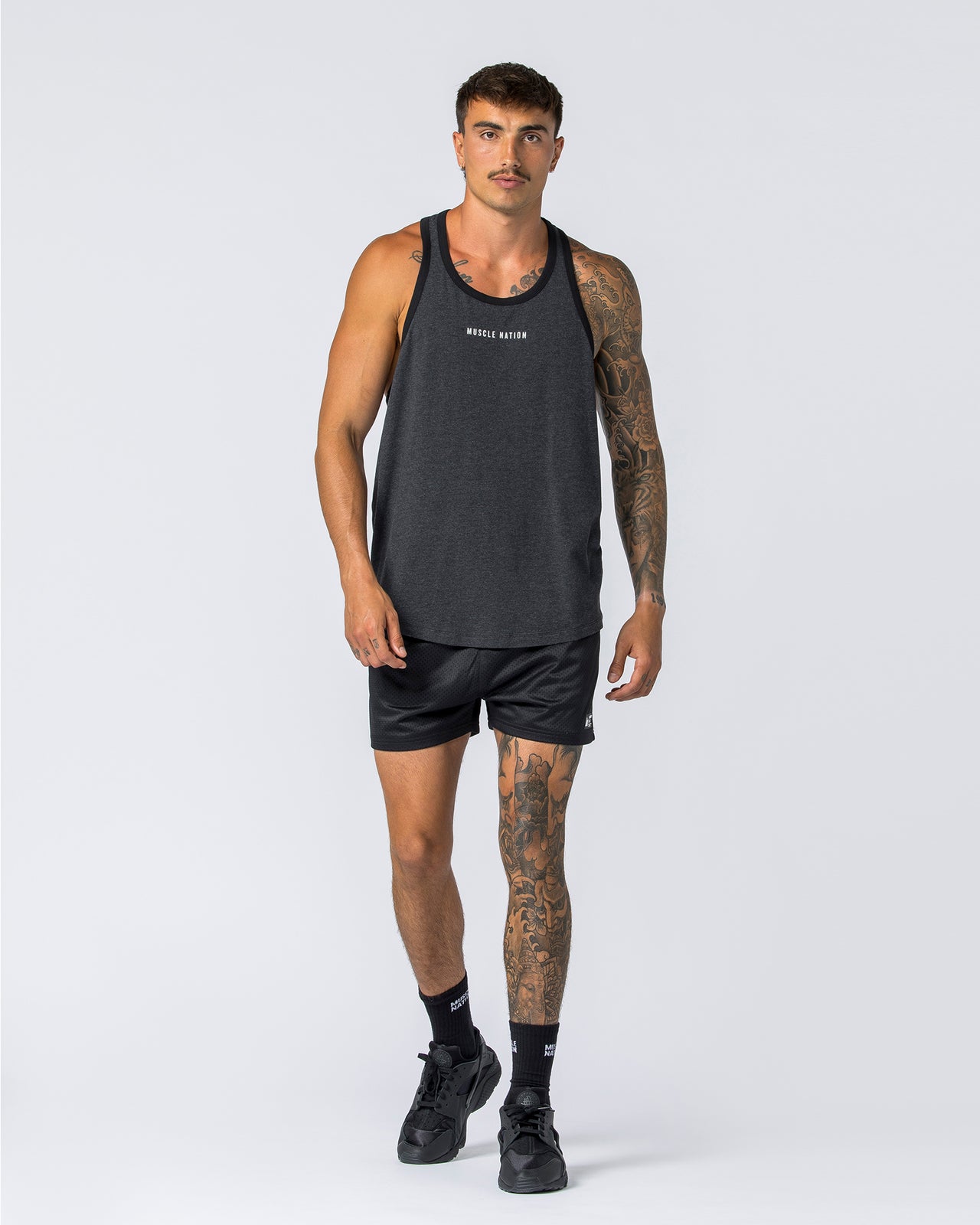 Striker Y Back Singlet - Black Marl (Black Bind)-Singlets & Tanks-S-112363BLKMRL-S-MNAPPRL28223-6-Muscle Nation