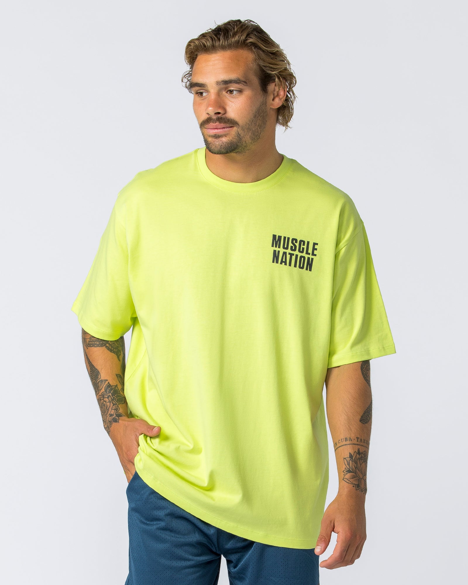 Clique Oversized Tee - Pale Cyber Lime-T-Shirts-XS-112341PLCYLM-XS-MNAPPRL28622-2-Muscle Nation