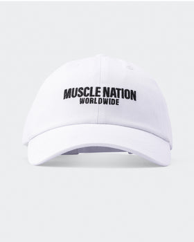 Worldwide Dad Cap - White-Accessories-White-ACC1124174WHT-ONE-MNAPPRL32752-1-Muscle Nation