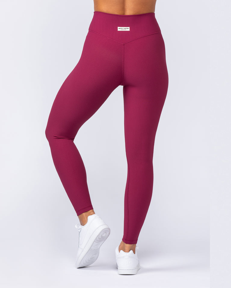 Zero Rise Rib Ankle Length Leggings - Rose Bud-Leggings-XXS-112498ROSBUD-XXS-MNAPPRL34108-5-Muscle Nation