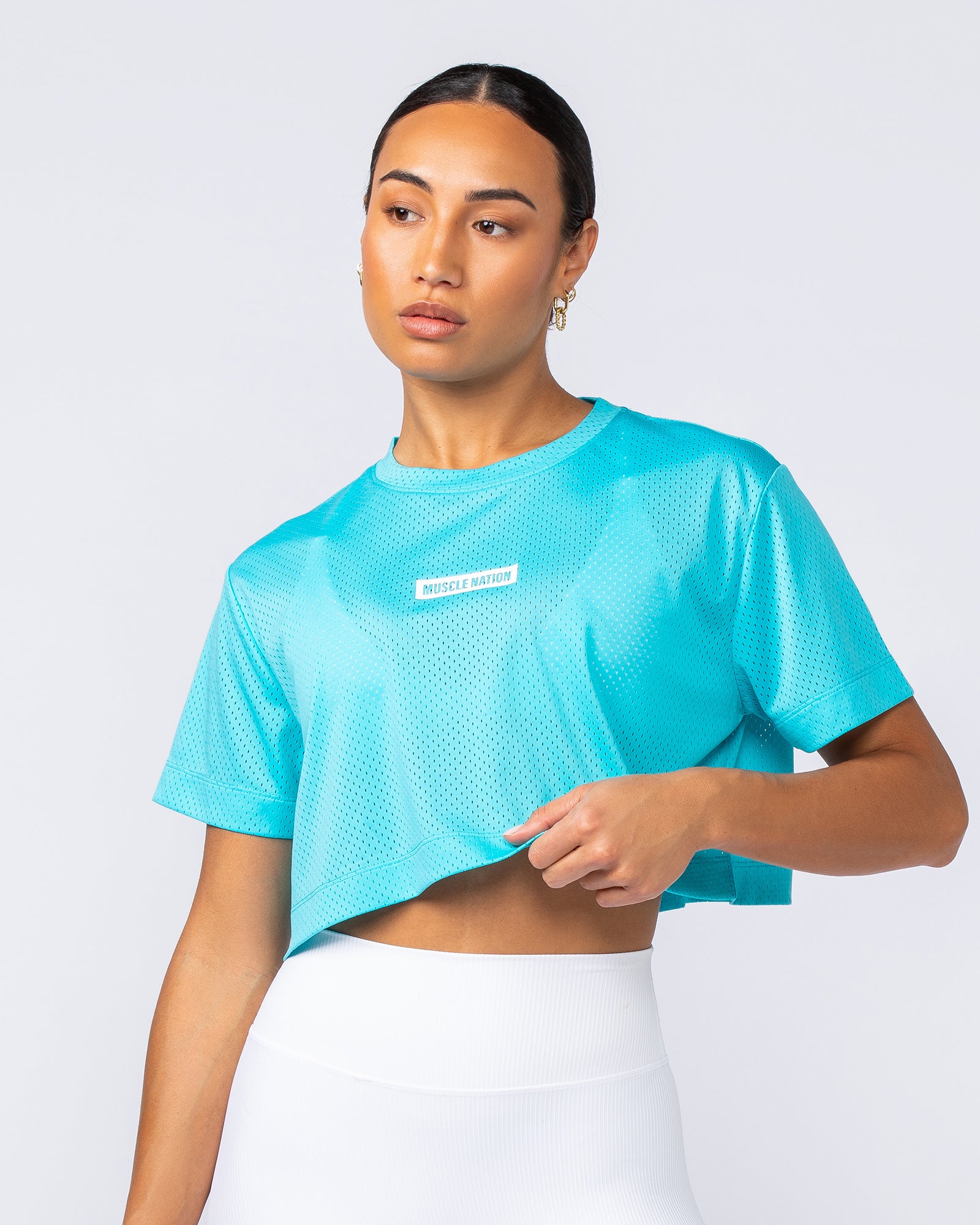 Swift Cropped Training Tee - Capri Blue-T-Shirts-XXS-112449CAPBLU-XXS-MNAPPRL33595-2-Muscle Nation