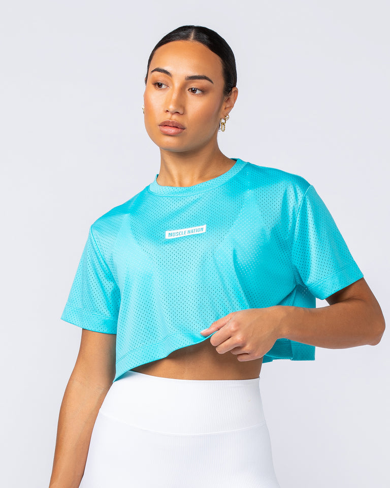 Swift Cropped Training Tee - Capri Blue-T-Shirts-XXS-112449CAPBLU-XXS-MNAPPRL33595-2-Muscle Nation