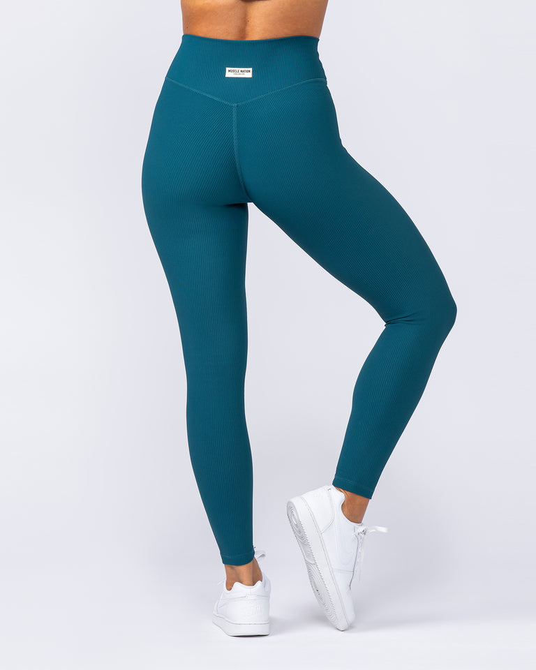 Zero Rise Rib Ankle Length Leggings - Dark Marine-Leggings-XXS-112498DRKMRN-XXS-MNAPPRL34090-6-Muscle Nation