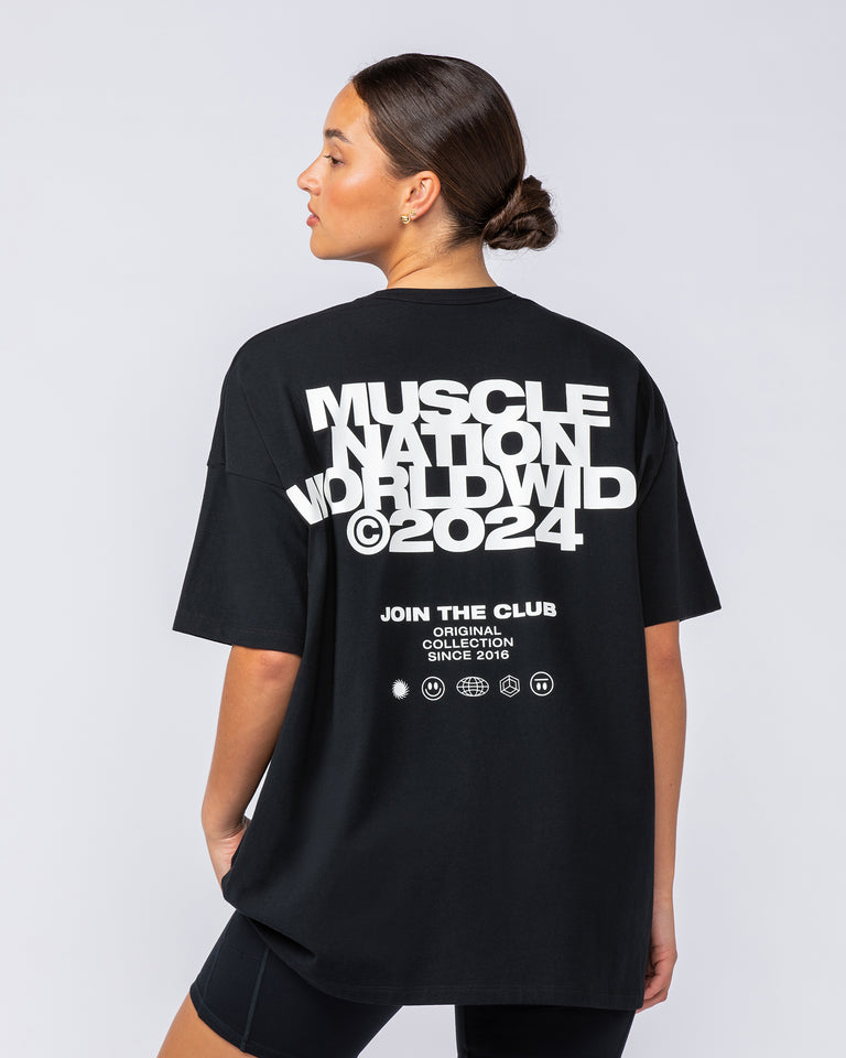 Womens Global Oversized Tee - Black-T-Shirts-XXS-1124199BLK-XXS-MNAPPRL34793-4-Muscle Nation