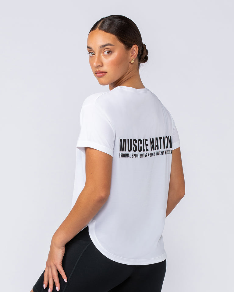 Ignite Training Tee - White (Original Logo)-T-Shirts-XXS-1124215WHTOG-XXS-MNAPPRL34531-4-Muscle Nation