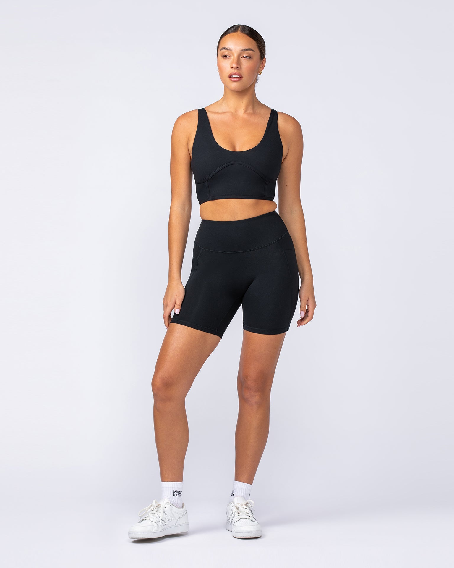Booty Shaper Pocket Bike Shorts - Black-Shorts-XXS-112404BLK-XXS-MNAPPRL32821-6-Muscle Nation