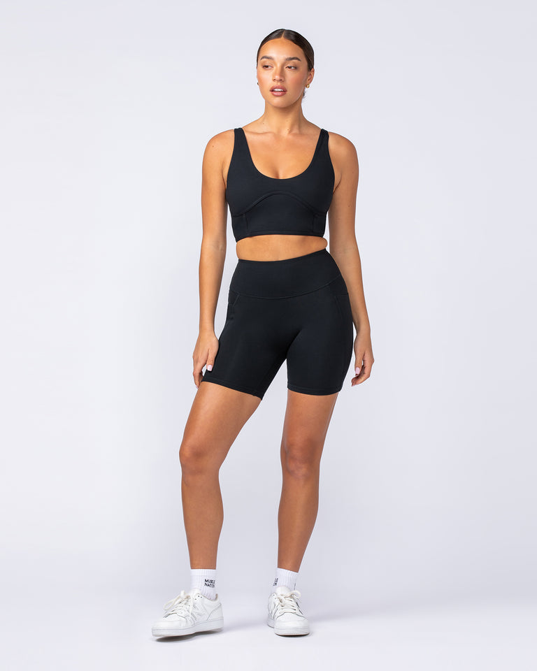 Booty Shaper Pocket Bike Shorts - Black-Shorts-XXS-112404BLK-XXS-MNAPPRL32821-6-Muscle Nation