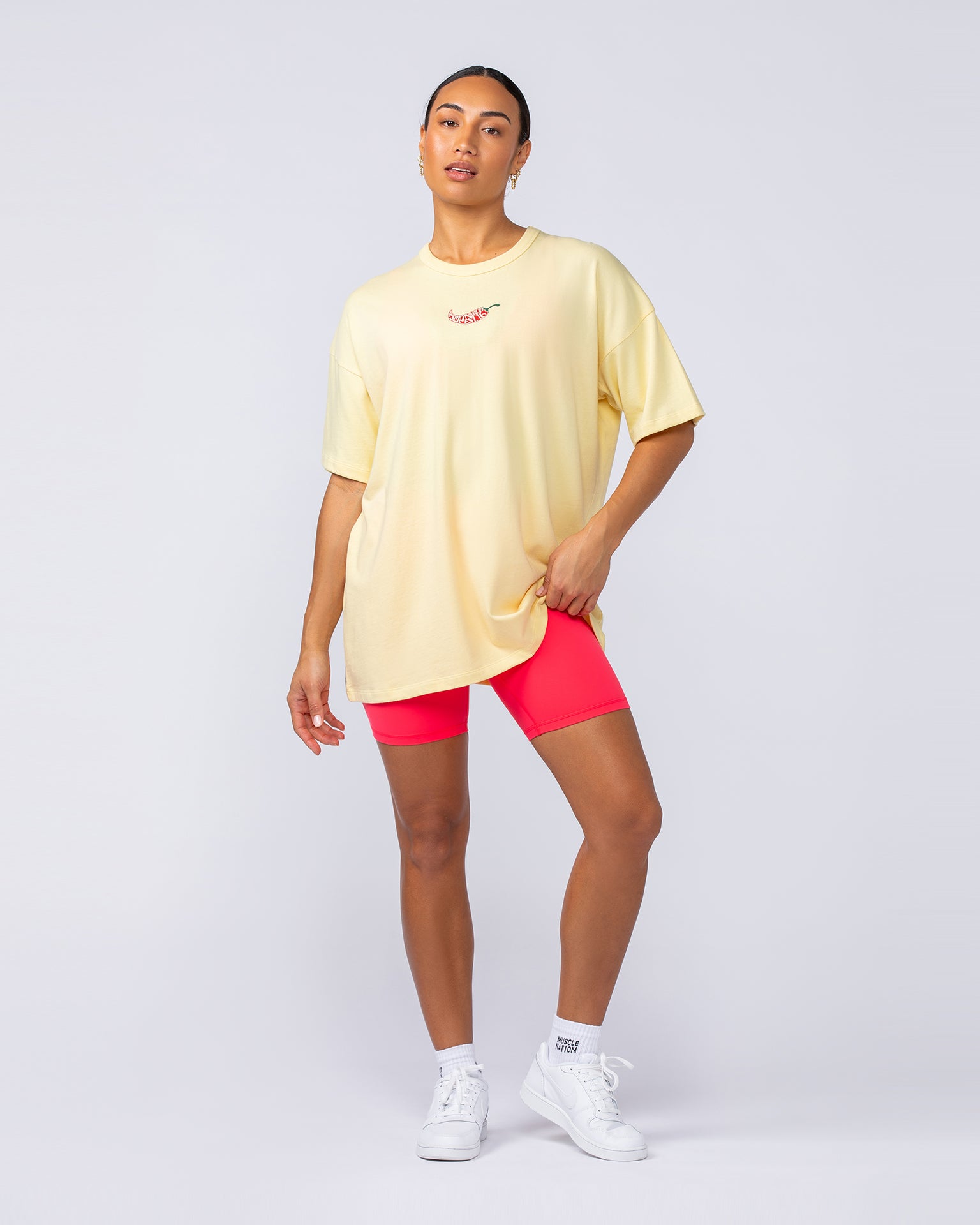 Spicy Oversized Tee - Panna Cotta-T-Shirts-XXS-1124204PANCOT-XXS-MNAPPRL34838-7-Muscle Nation