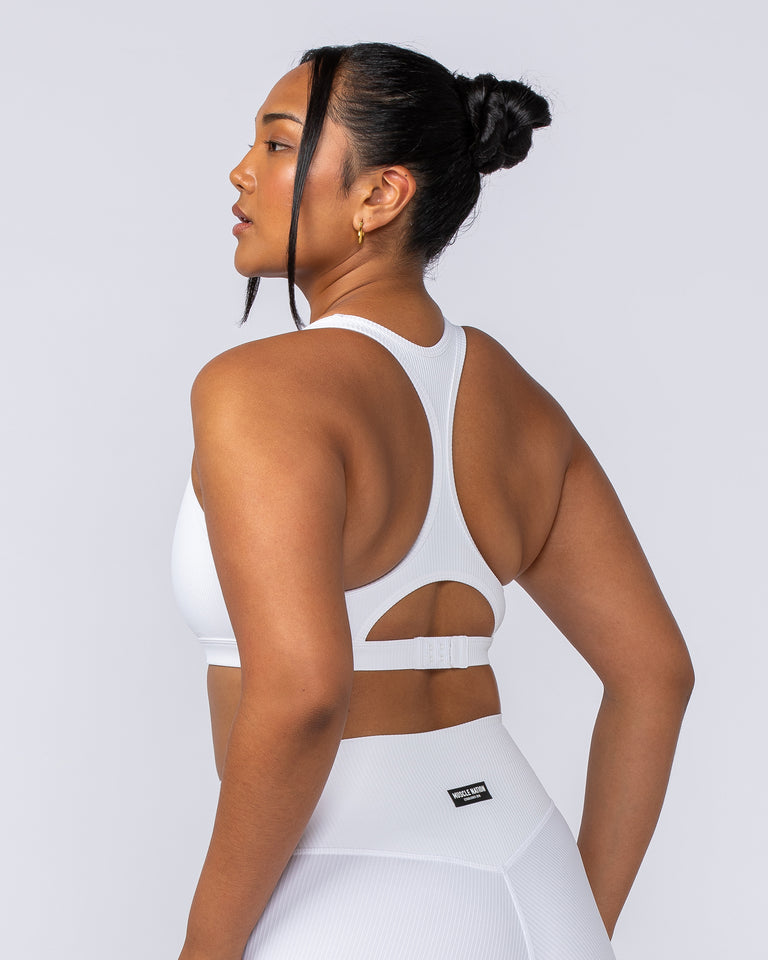 Drew Rib Bra - White-Sports Bras-XXS-112499WHT-XXS-MNAPPRL34045-4-Muscle Nation