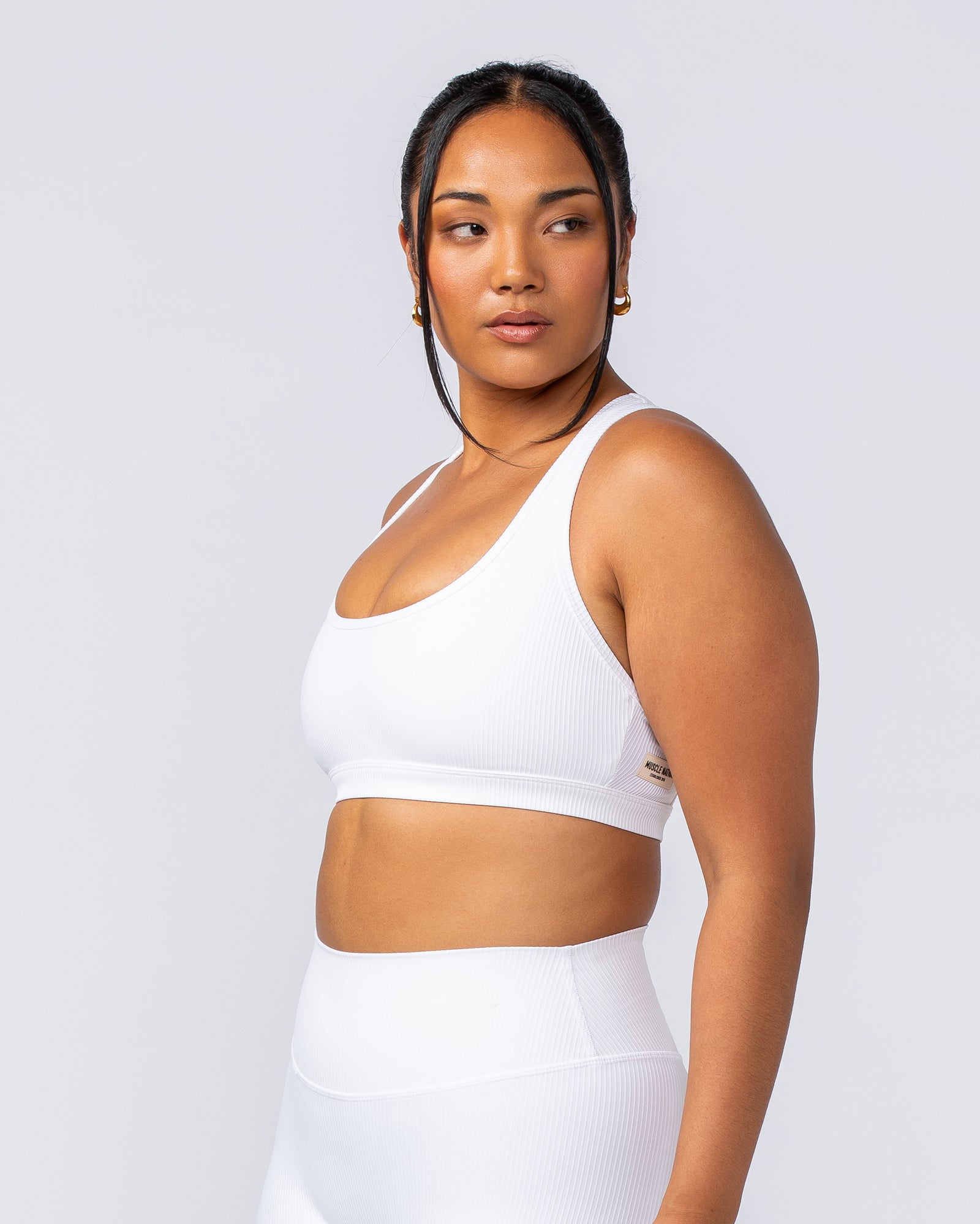 Drew Rib Bra - White-Sports Bras-XXS-112499WHT-XXS-MNAPPRL34045-3-Muscle Nation