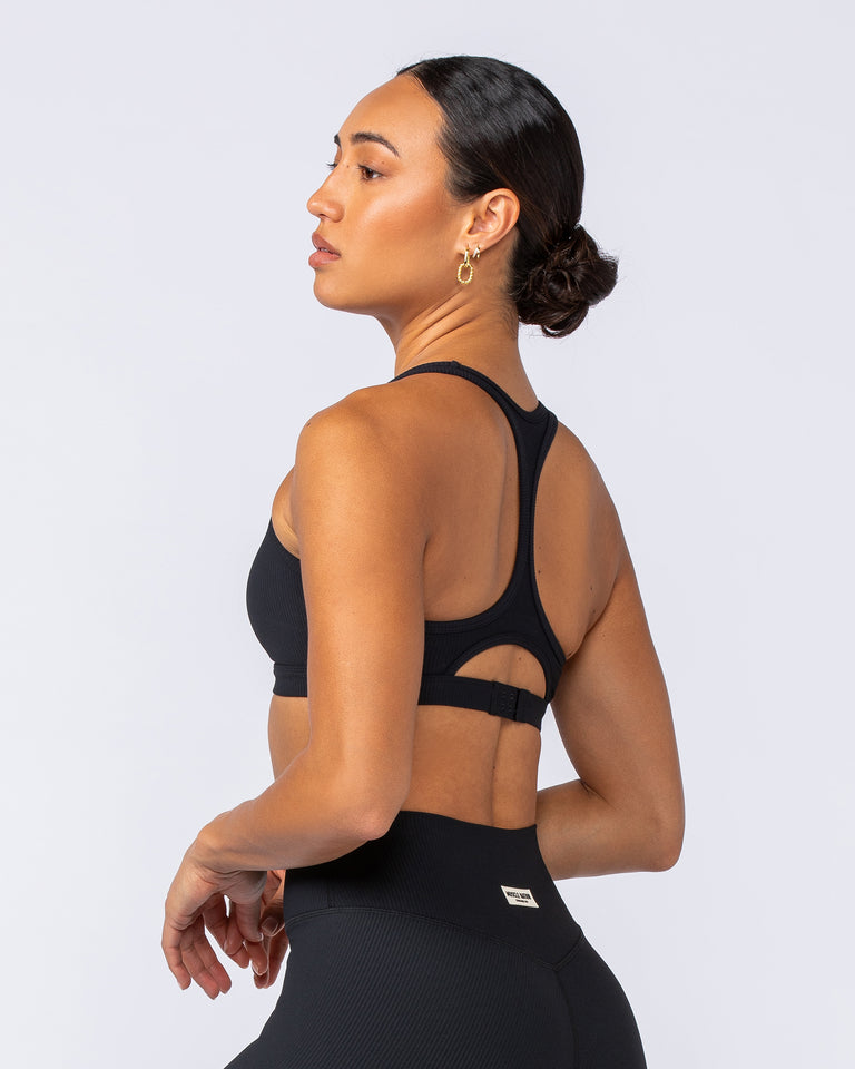 Drew Rib Bra - Black-Sports Bras-XXS-112499BLK-XXS-MNAPPRL34018-3-Muscle Nation
