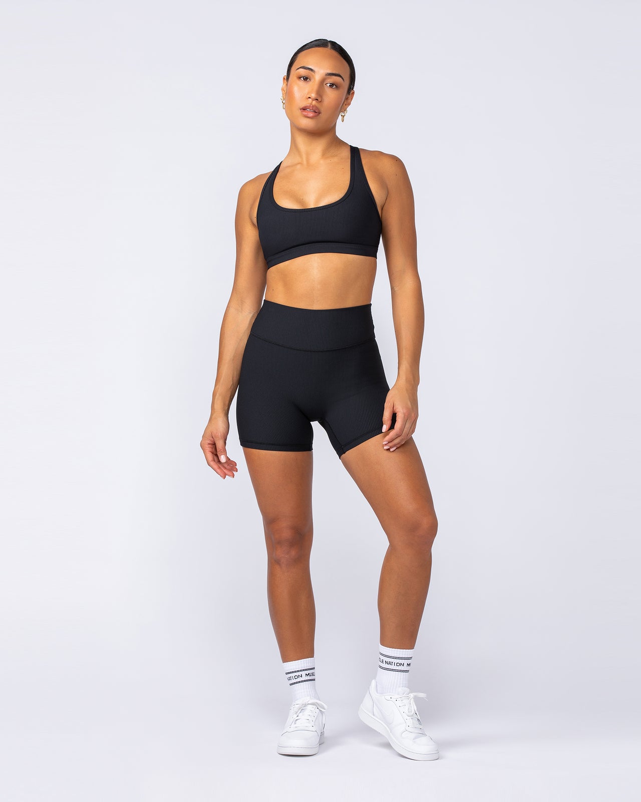 Zero Rise Rib Midway Shorts - Black (Silicone Logo)-Shorts-XXS-112490BLK-XXS-MNAPPRL33937-6-Muscle Nation