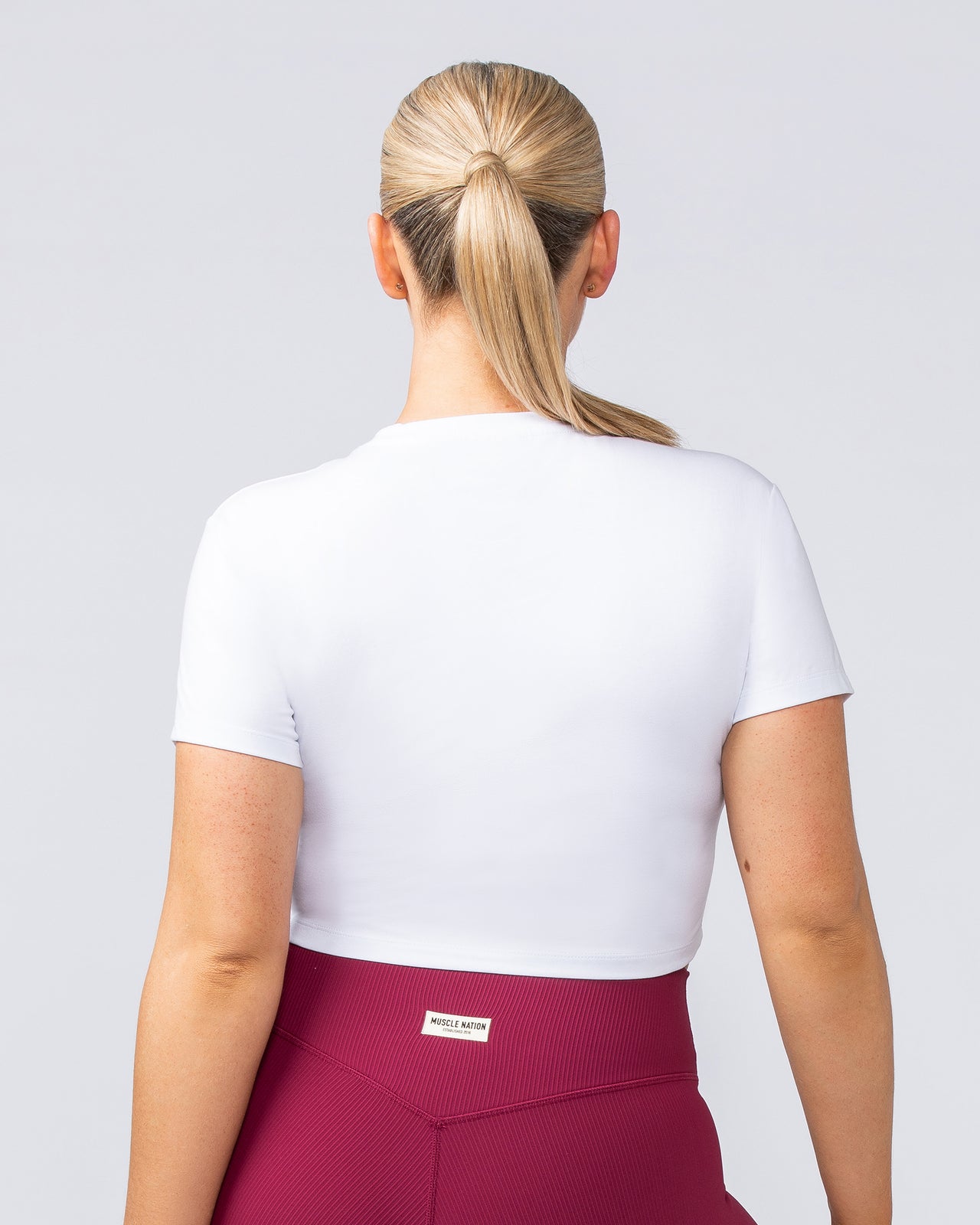 Iconic Baby Tee White - Muscle Nation women's gym tee, view 5