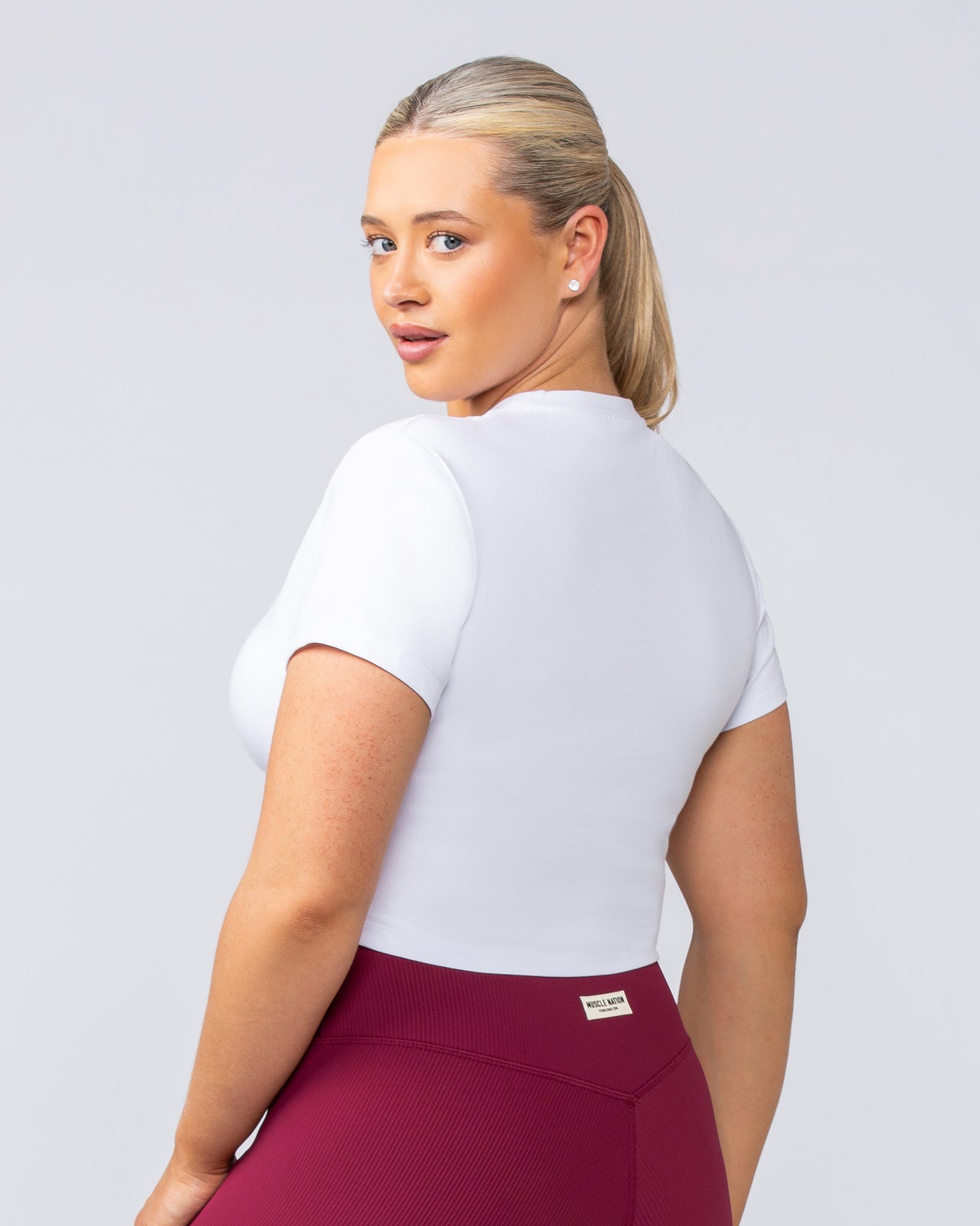 Iconic Baby Tee White - Muscle Nation women's gym tee, view 4