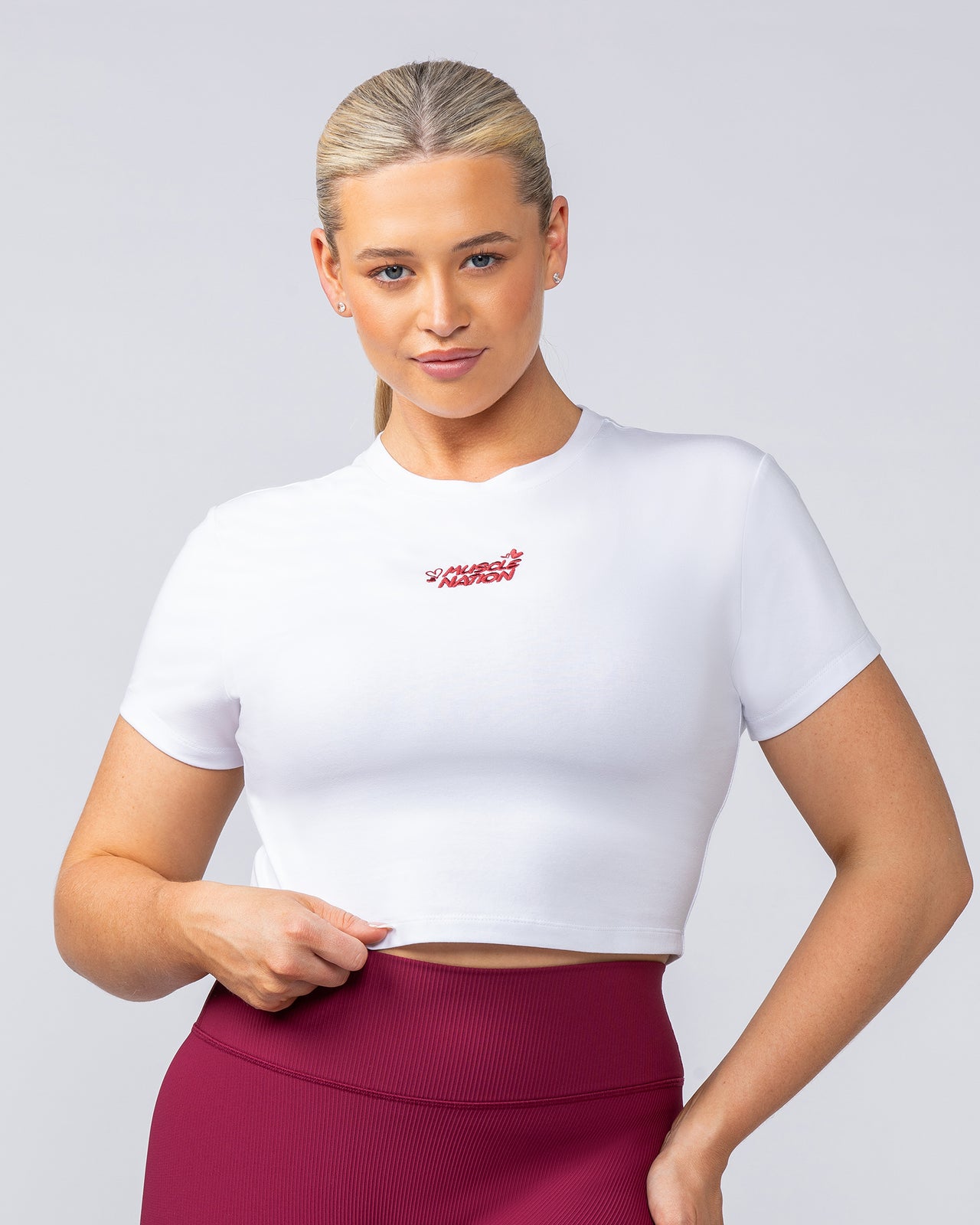 Iconic Baby Tee White - Muscle Nation women's gym tee, view 2
