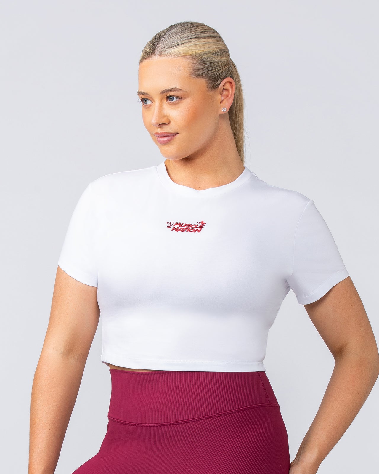 Iconic Baby Tee White - Muscle Nation women's gym tee, view 3