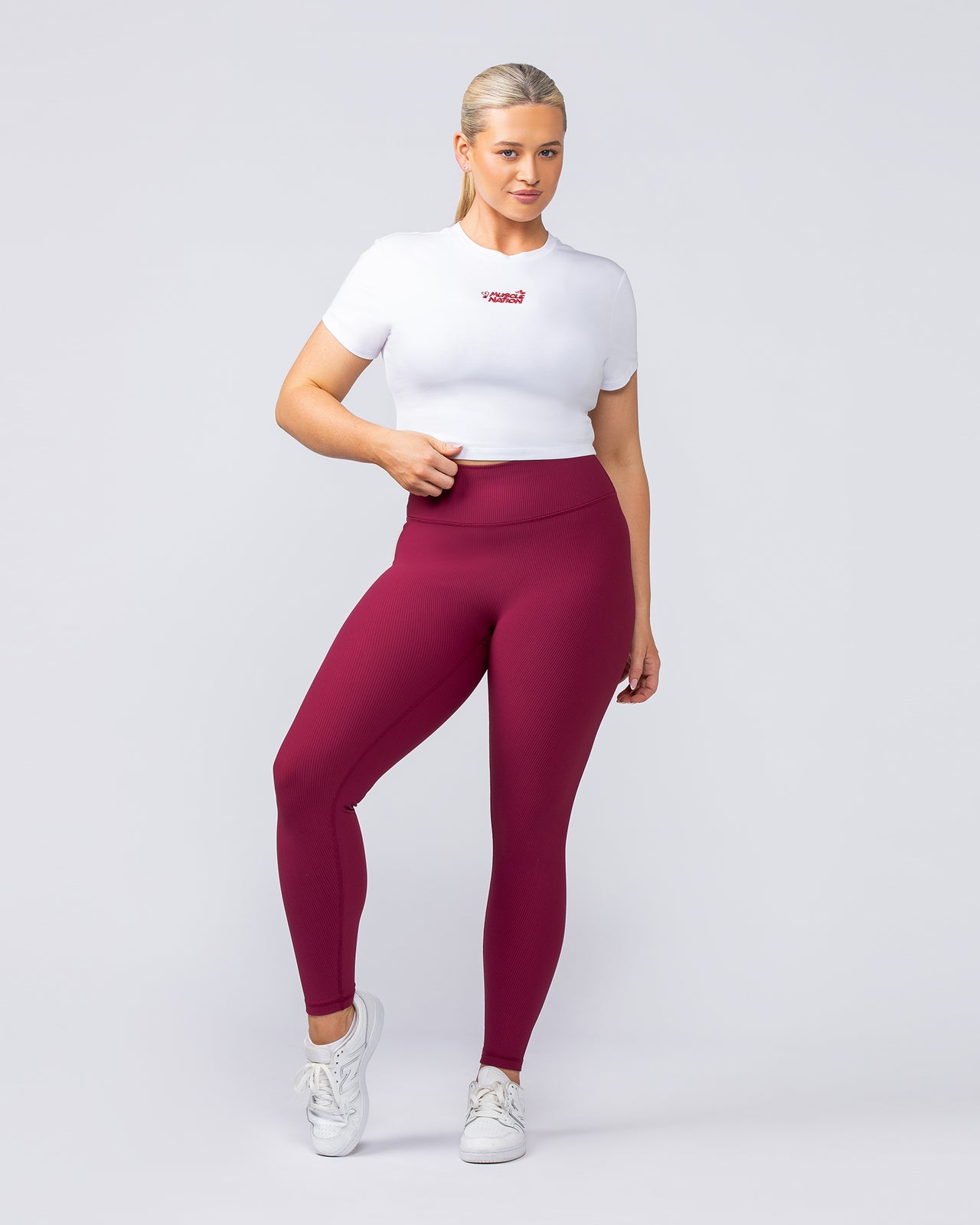 Iconic Baby Tee White - Muscle Nation women's gym tee, view 6