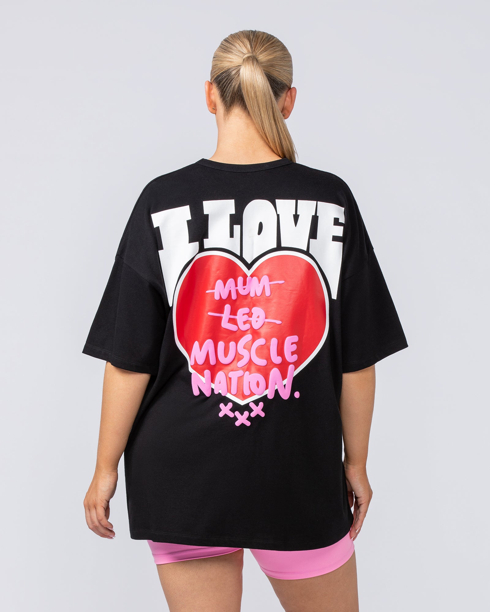 Womens Biggest Fan Oversized Tee - Black-T-Shirts-XXS-112451BLK-XXS-MNAPPRL34649-6-Muscle Nation