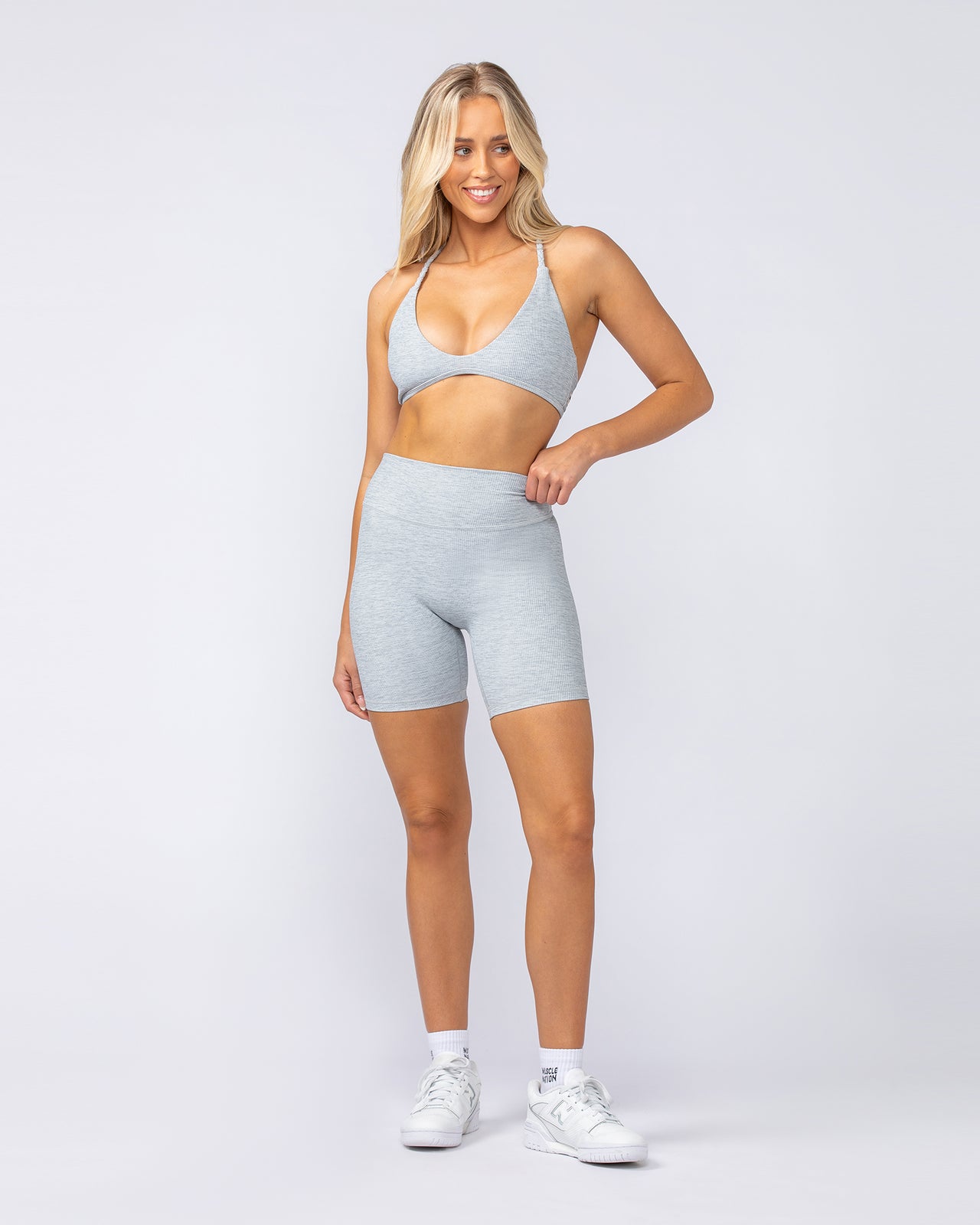 Zero Rise Rib Bike Shorts - Grey Marl-Shorts-XXS-112491GRYMRL-XXS-MNAPPRL33991-6-Muscle Nation
